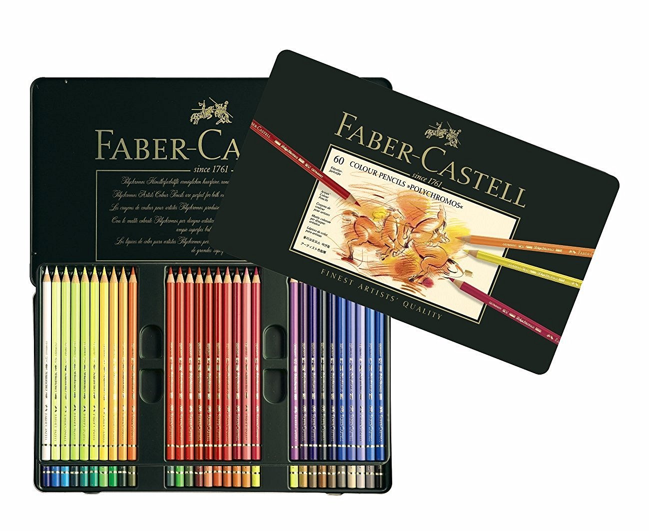 Faber-Castell 110024 - Künstlerfarbstift, 24 Polychromos Metalletui (Einzeln, 60er Metalletui)