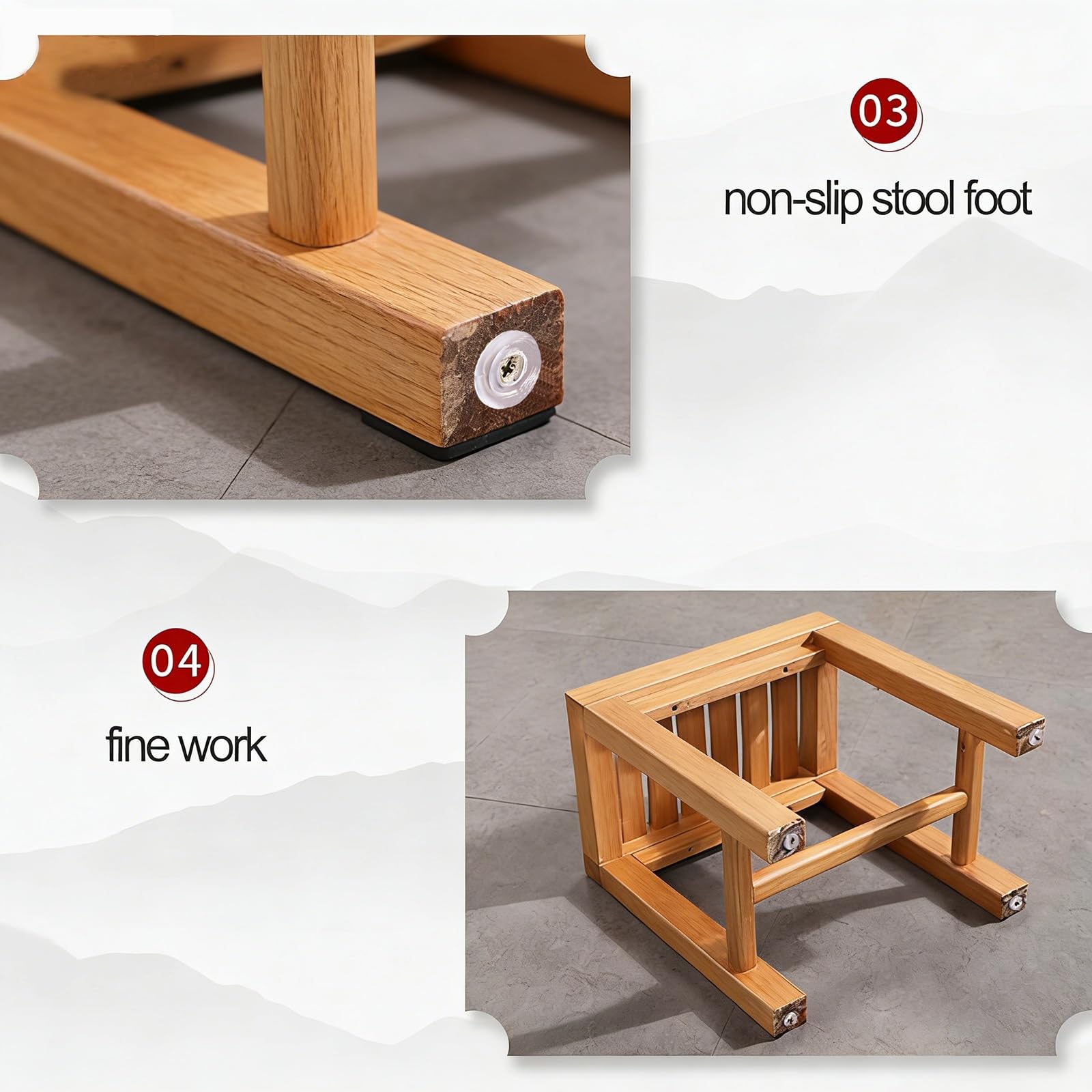 Genérico Taburete Madera，Taburete Ducha Banqueta Robusta, Asiento De Baño De Madera Maciza, Banco Ducha Resistente Al Agua, para Sala De Estar, Dormitorio, Asiento SPA