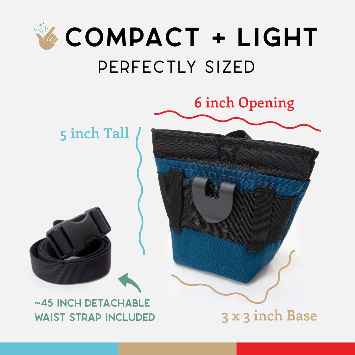 Wildebeest Dog Treat Pouch, Dog Treat Bag, Dog Training Treat Pouch, Dog Travel Bag, Pet Treat Pouch, Magnetic Closure, 2 Water-Resistant Compartments, Detachable Waist Strap & Belt Clip