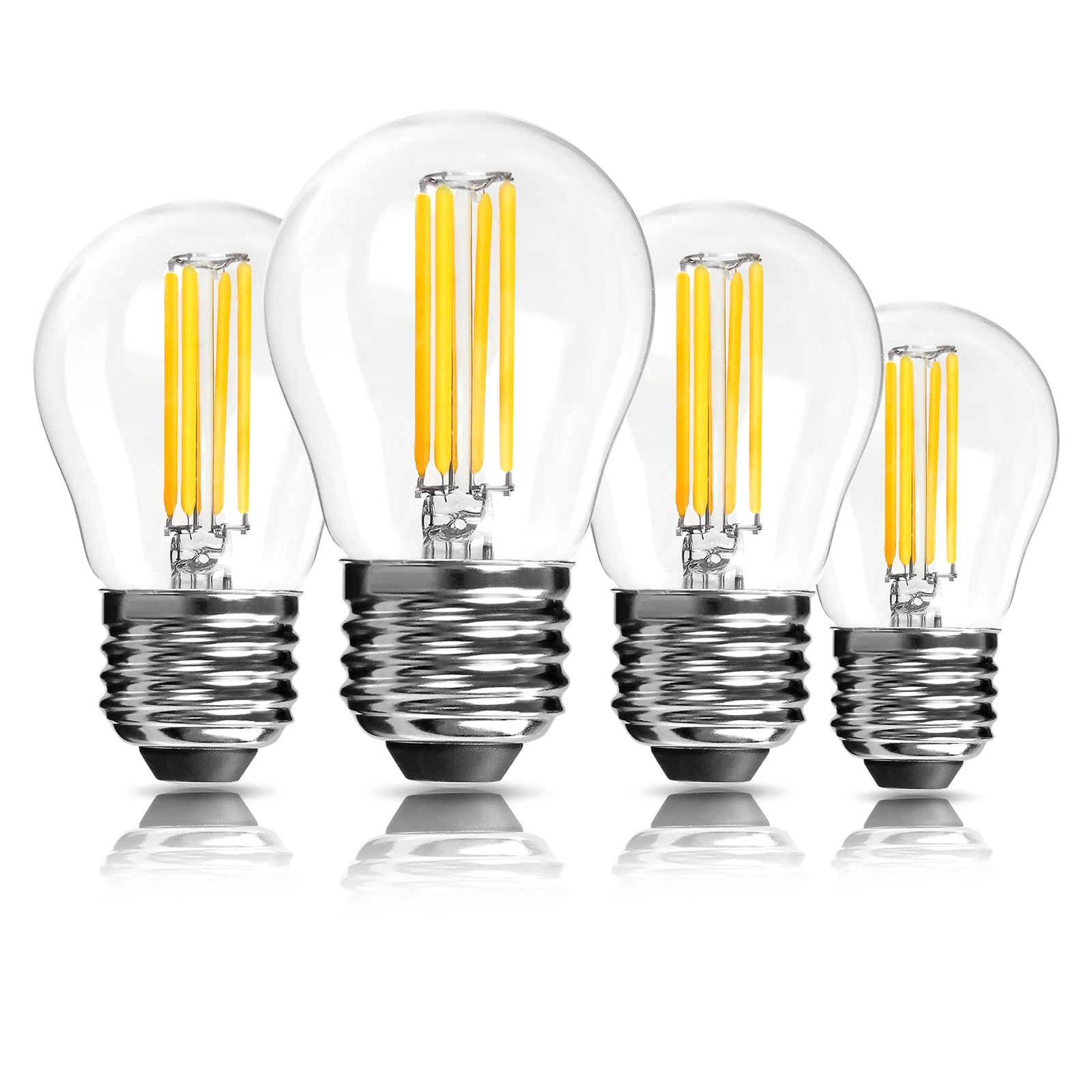 LangPlus+ 6W E27 LED Lampe mit Filament Golfball Motiv, dimmbare 2700K warmweiße G45 Glühbirnen(ersetzt 60 Watt), LED Vintage Glas Mini Globe Glühbirne, 4er Pack