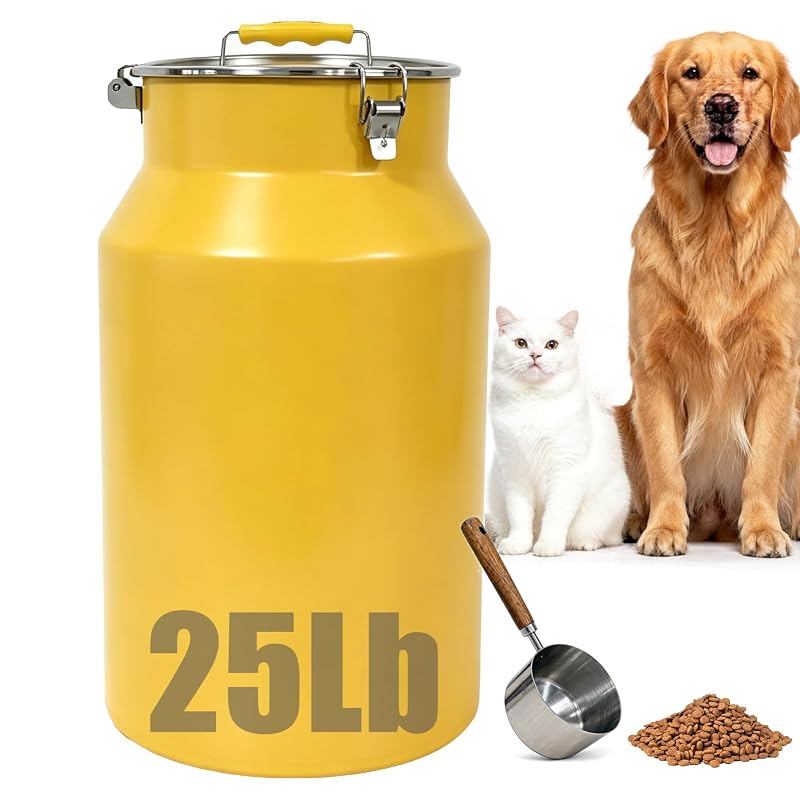 Recipiente para Armazenamento de Ração para Cães em Aço Inoxidável YinCukiEle Amarelo 11,3 kg