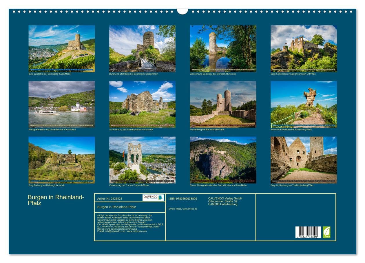 CALVENDO - Burgen in Rheinland-Pfalz (Wandkalender 2027 DIN A2 quer), Monatskalender: Eine Auswahl der schönsten Burgen und Festungen in Rheinland-Pfalz. (Querformat)