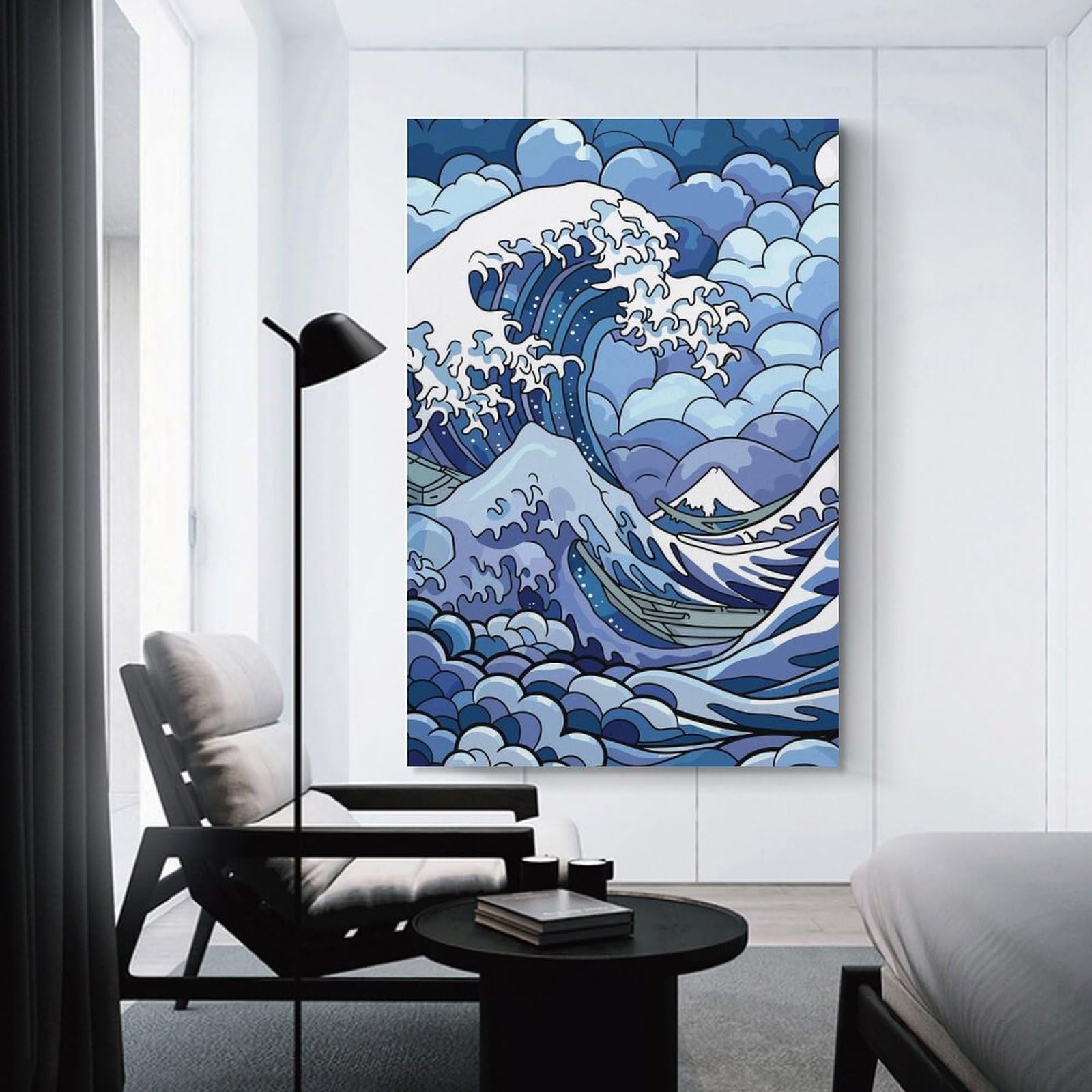 Junmoney Unframe-Style-18 Decorative Wall Artwork Great Wave With Mount Fuji, 20X30inch(50X75cm), For Lounge, Bedroom Or Personal Spaces, Gift Idea For Housewarming And Birthdays