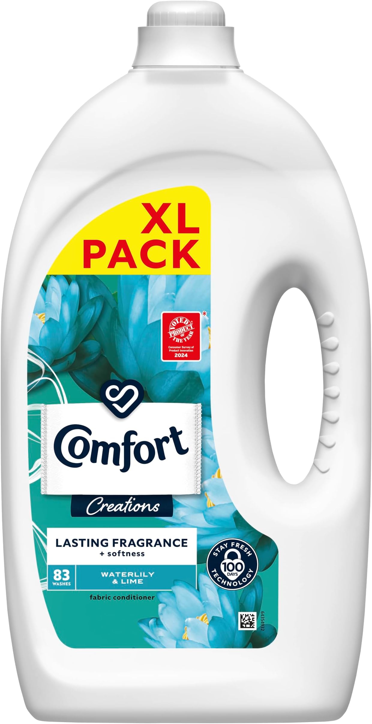 Comfort Creations Waterlily & Lime Fabric Conditioner with Stay Fresh technology for 100 days of freshness + fragrance* 83 washes (2.49 L)
