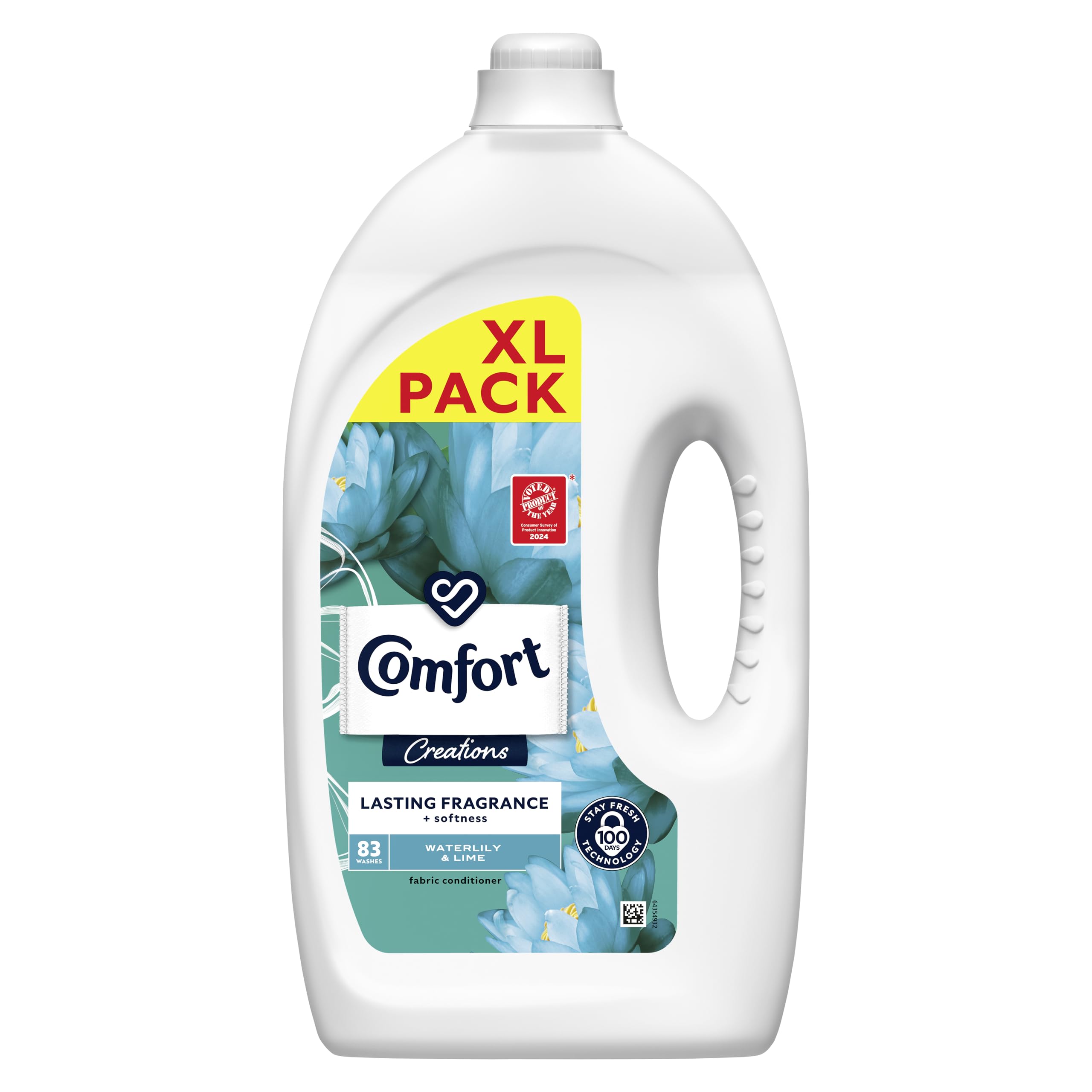 Comfort Creations Waterlily & Lime Fabric Conditioner with Stay Fresh technology for 100 days of freshness + fragrance* 83 washes (2.49 L)
