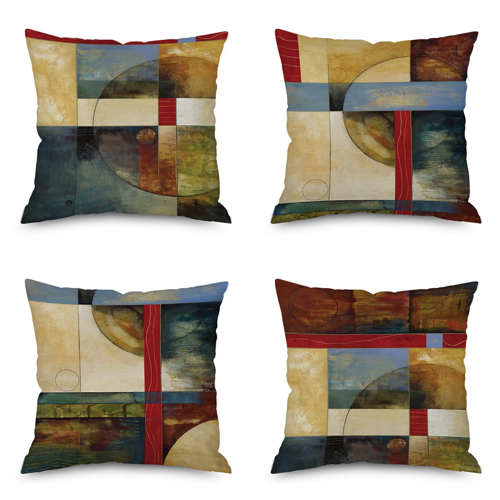 Lin housses de coussin de canapé décoratifs 60x60cm lot de 4 taies