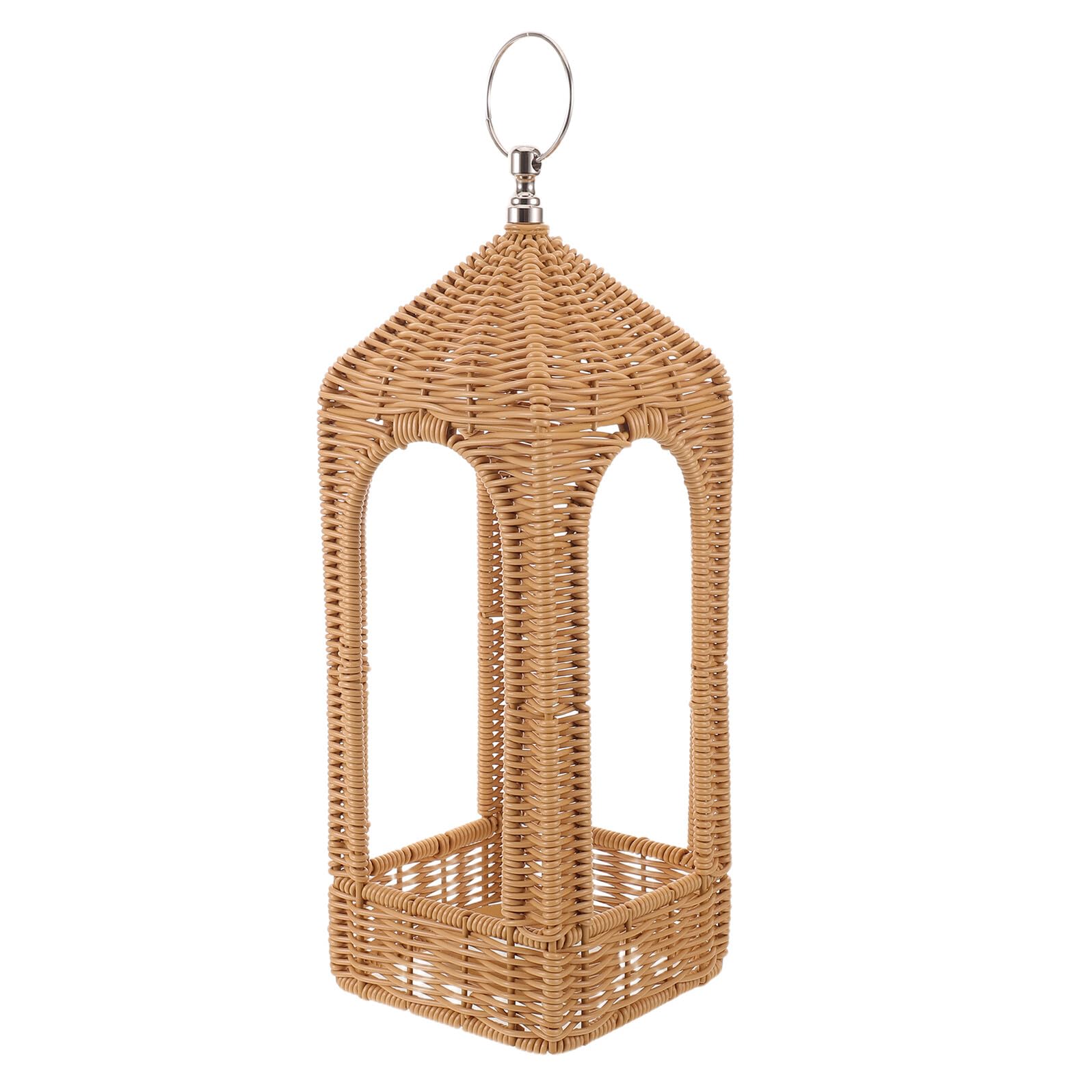 Generic Boho Rattanowa Latarnia z Uchwytem Ręcznie Pleciony Abażur z PE Wikliny Dekoracyjny Świecznik Patio i Do Wnętrz Odporny Warunki Atmosferyczne Rustykalny Design