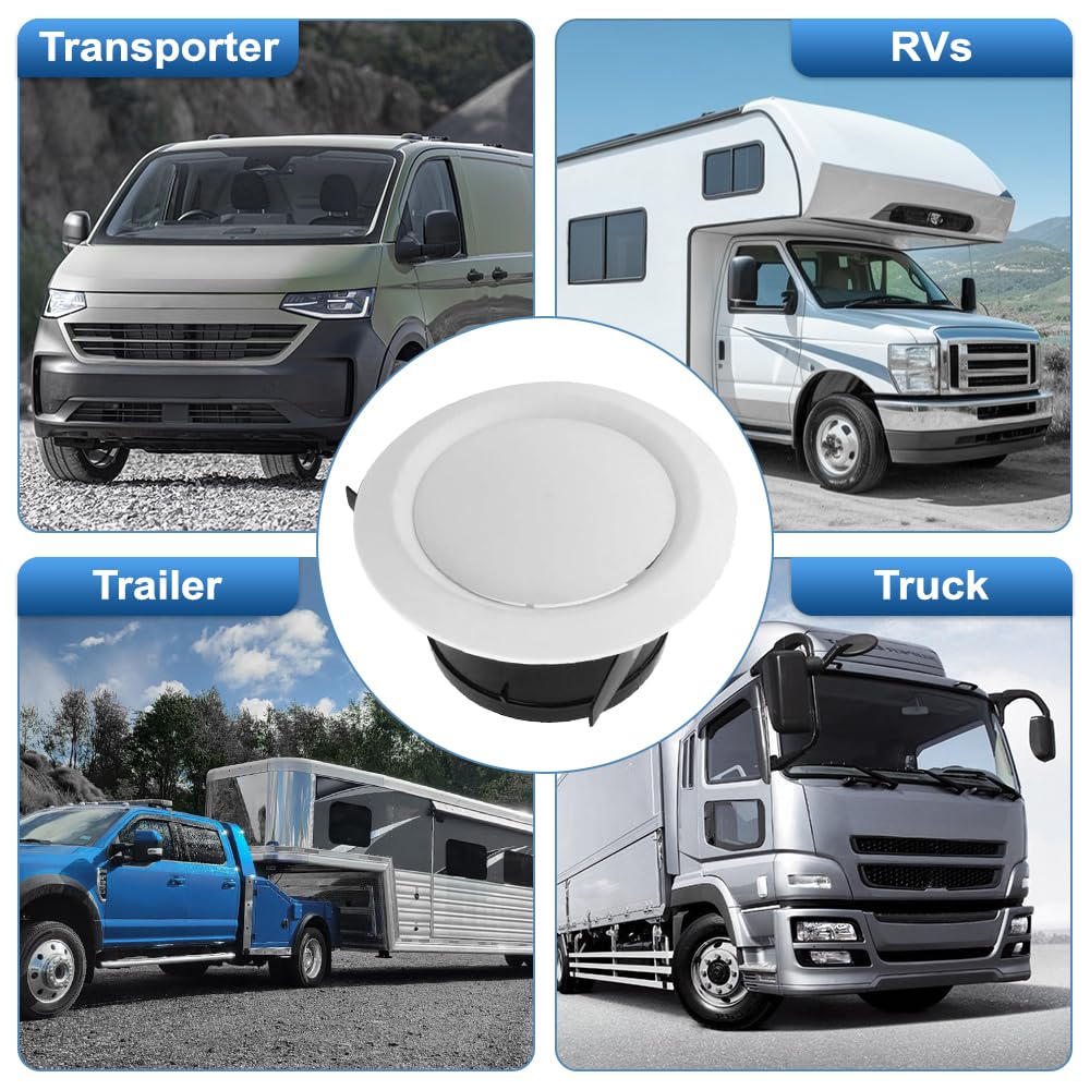 Riloer Cubierta de ventilación circular para caravana de 75 a 200 mm, color blanco