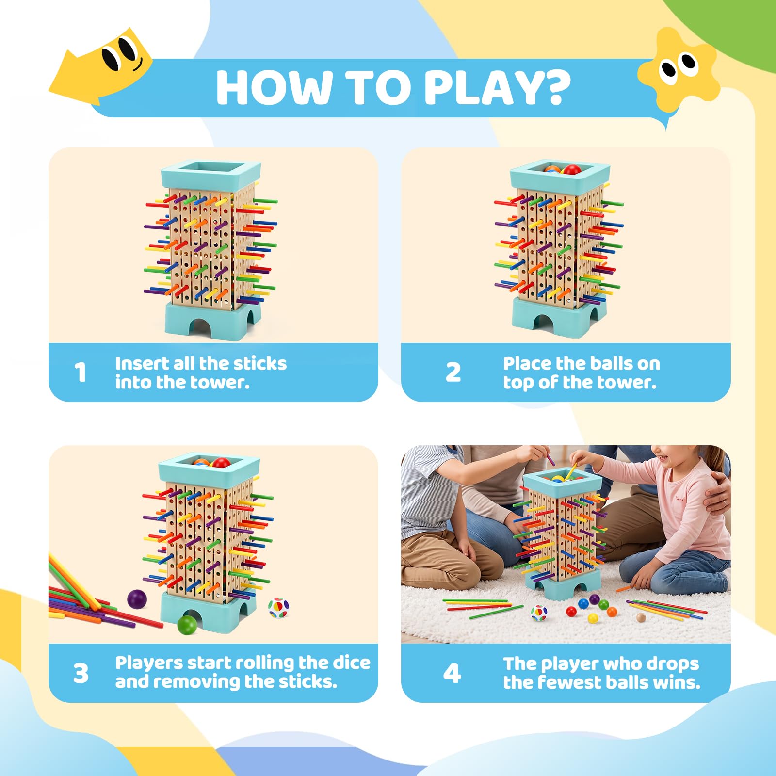 Montessori Juego de mesa, multijugador para niños de 4 a 8 años, educativo matemático, juguete de habilidades motoras finas para niñas y niños, juegos divertidos clásicos para niños de 3, 4