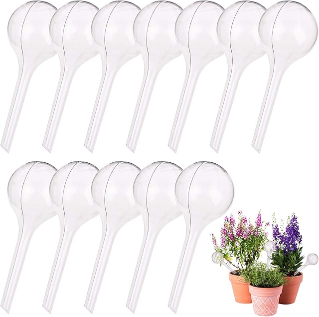 12-Count Small Watering Globes, Plant Watering Globes Imitation Glass Watering Bulbs Houseplant Plant Pot Bulbs, Garden Watering PVC Self Watering Irrigation Drippers for Garden, 1.96 Inch Diameter