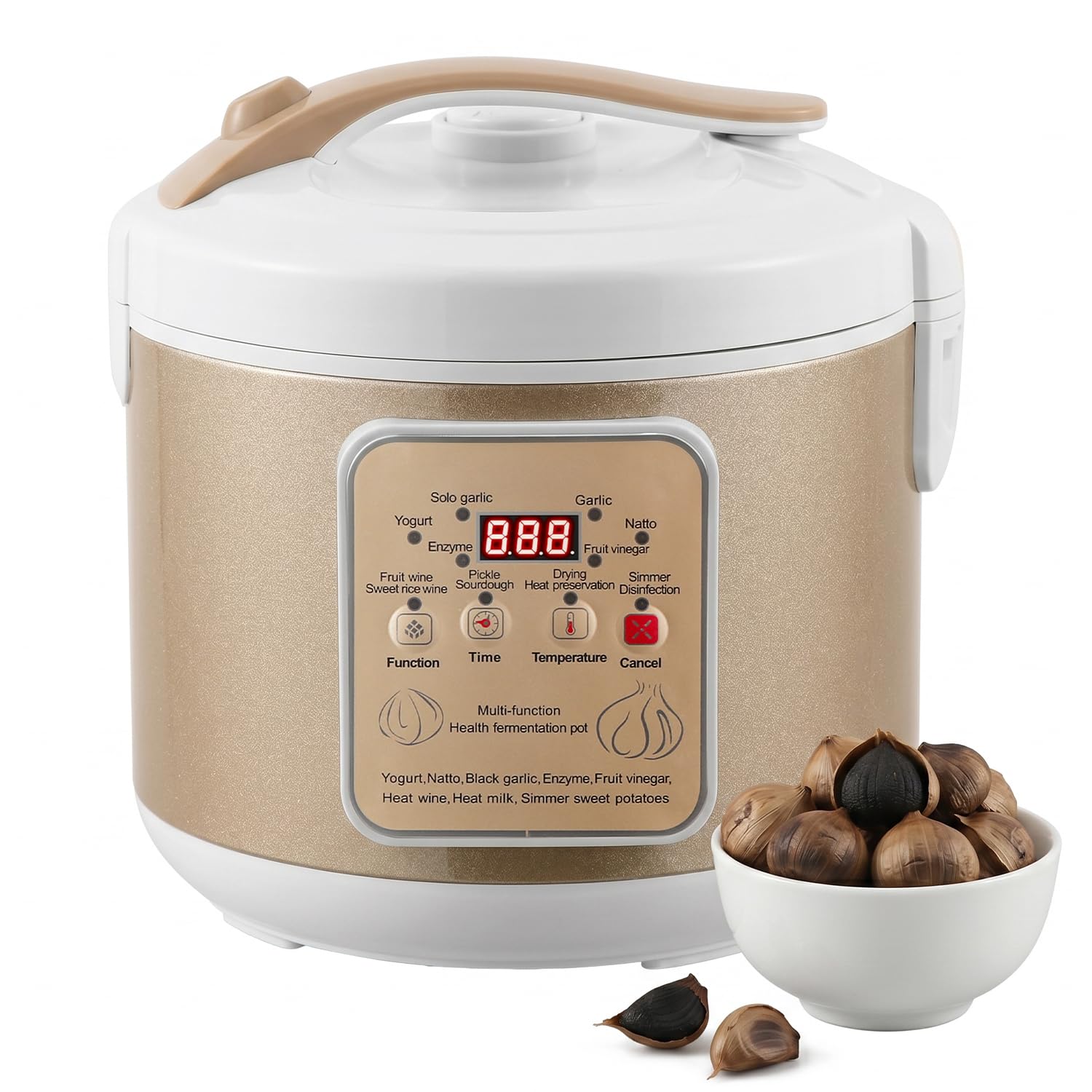 Moongiantgo 6l Fermenteur D’Ail Noir, Pot de Contrôle Automatique pour L’Ail, Natto, Yaourt, Kimchi, Machine de Fermentation de Vin, Cuiseur À L’Ail avec Contrôle du Temps et de la Température, 220v