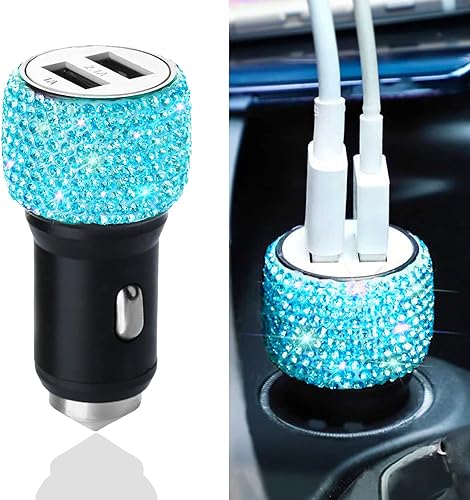 Cargador de coche USB dual, cargador de coche brillante de 5 V2.4 A, adaptador de coche USB de carga rápida de doble puerto, compatible con todos