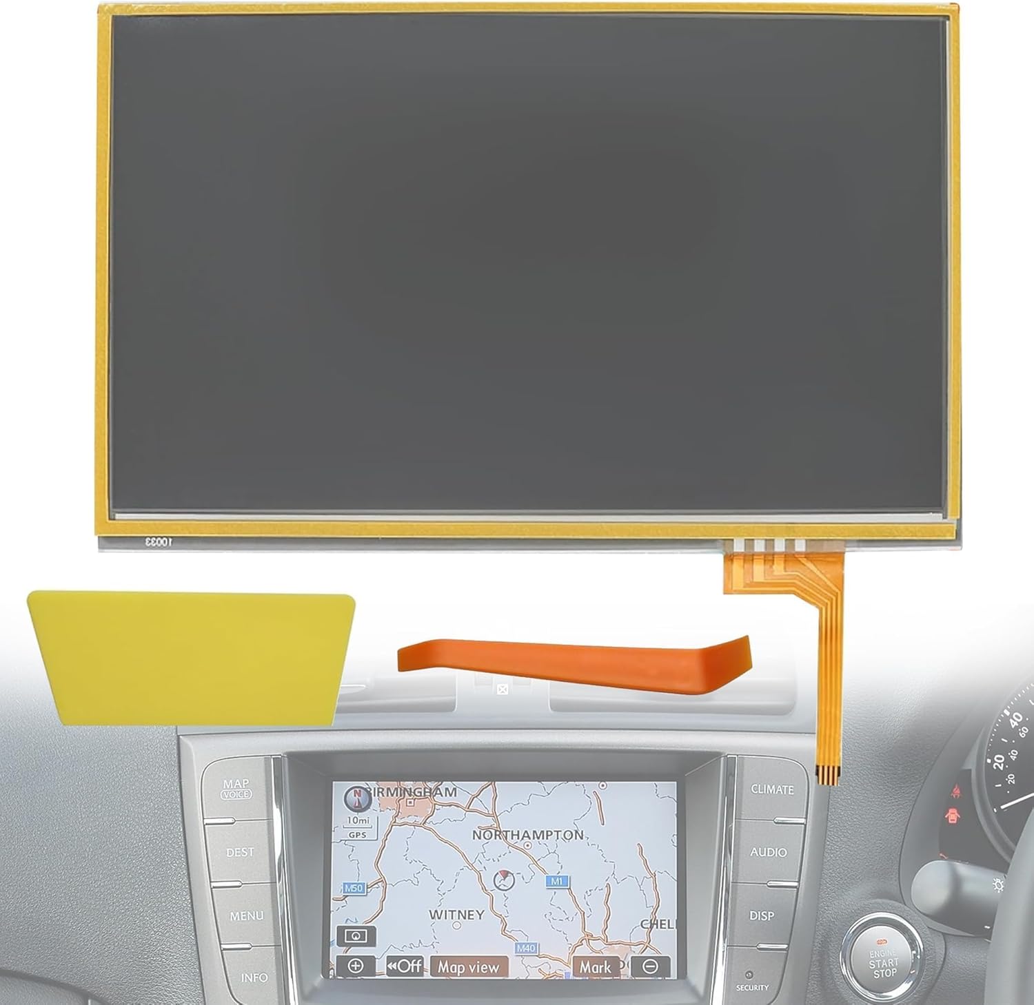 7 inch 4 Pin Touch Screen Information Display Compatible with Toyota Prius 2004-2009 Replace LTA070B512F LTA070B511F LTA-070B-512F LTA-070B-511F， Equipped with Disassembly Tools