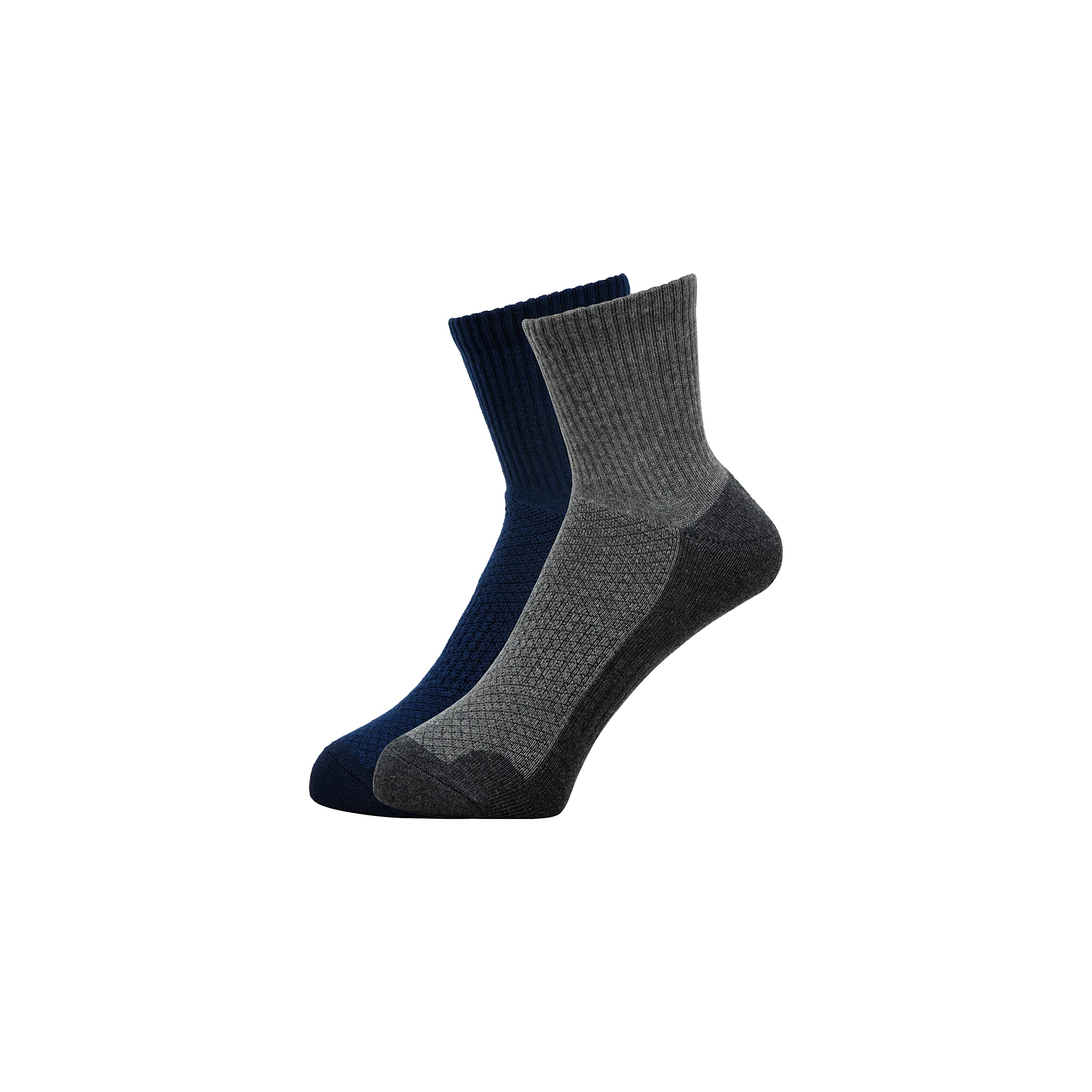 BALENZIAMen’s Cushioned High Ankle Sports Socks Made with 100% Cotton & Spandex– Pack of 2 (Multicolour)| Terry/Towel Ankle Socks for Men