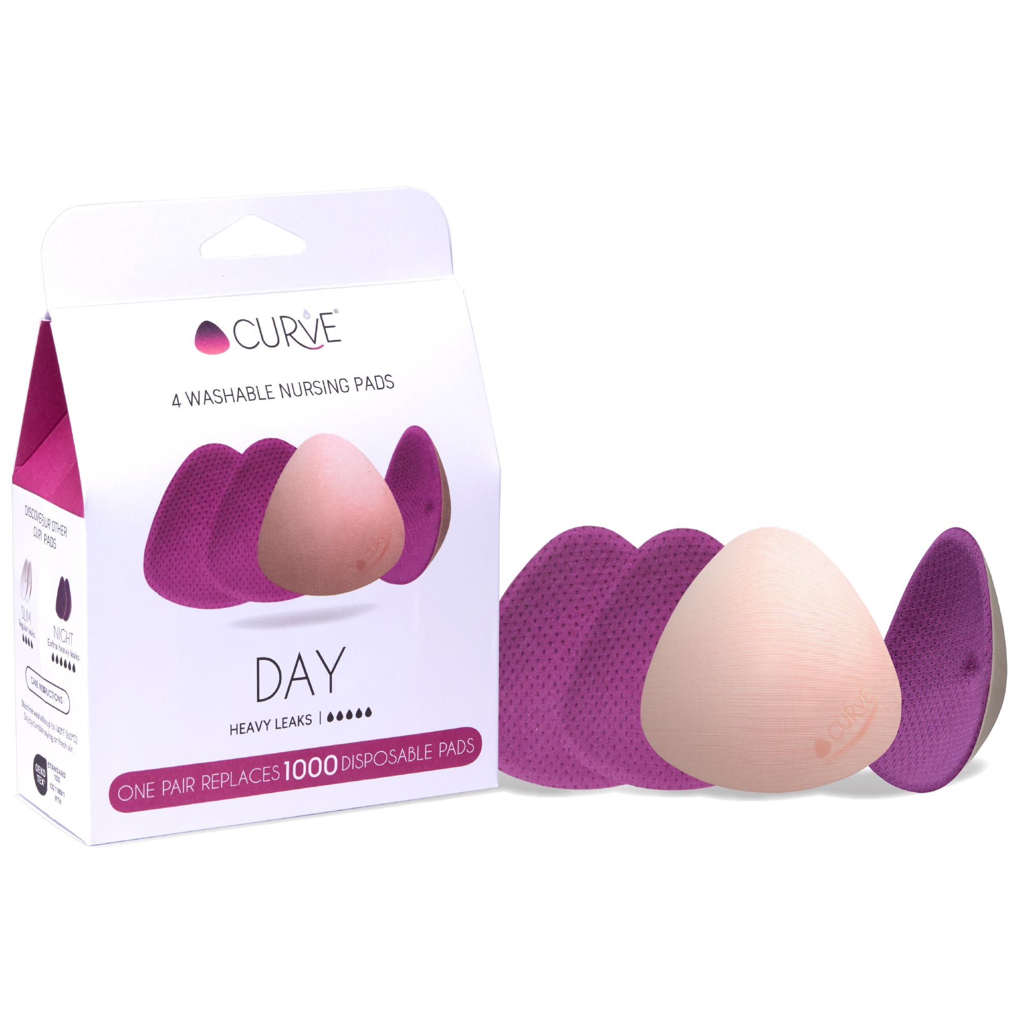 CACHE CoeUR 2 Paires De Coussinets D'allaitement Jour Lavables Essentiel Plus