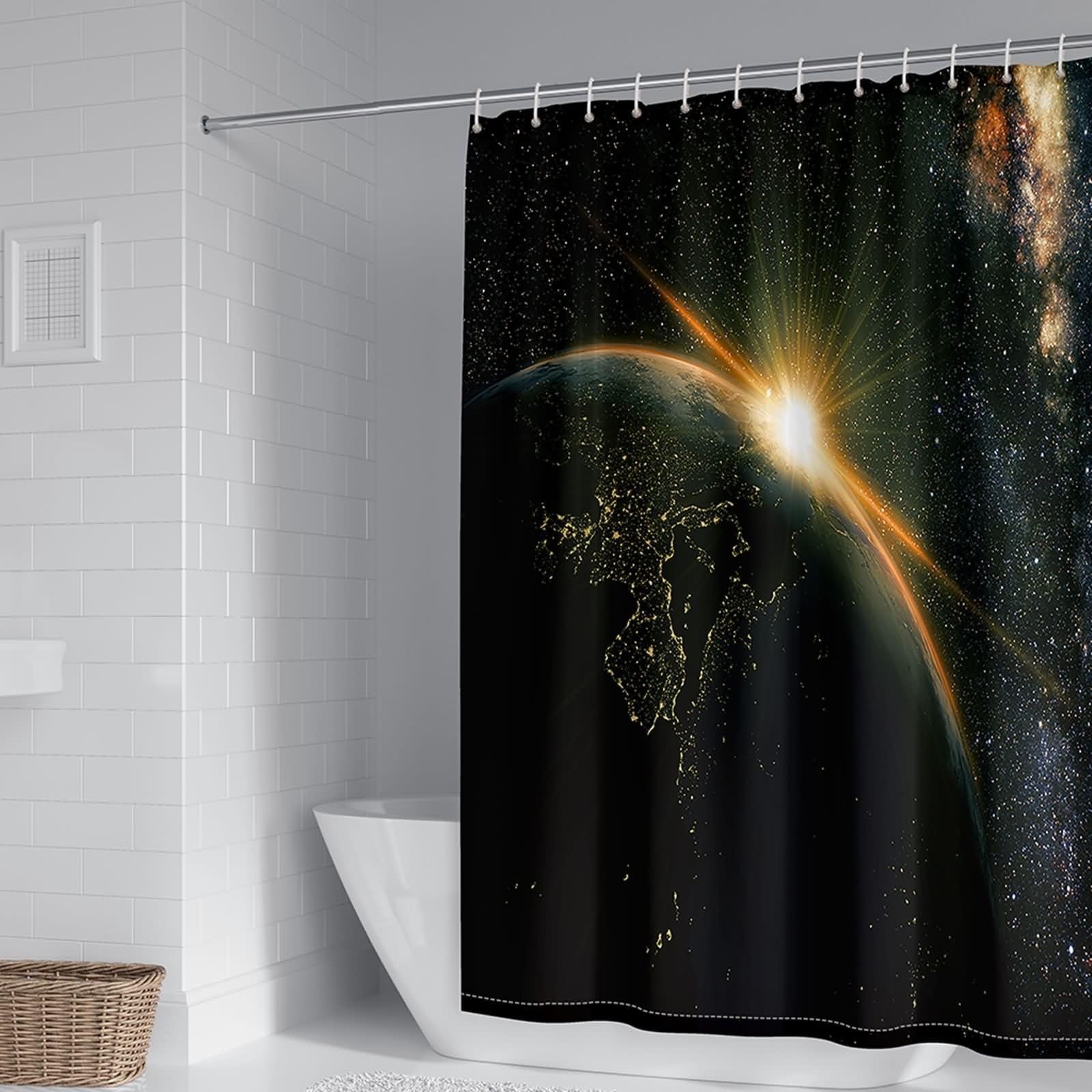 Rideau de douche 300x200cm imperméable ciel étoilé KnSam grand format avec anneaux
