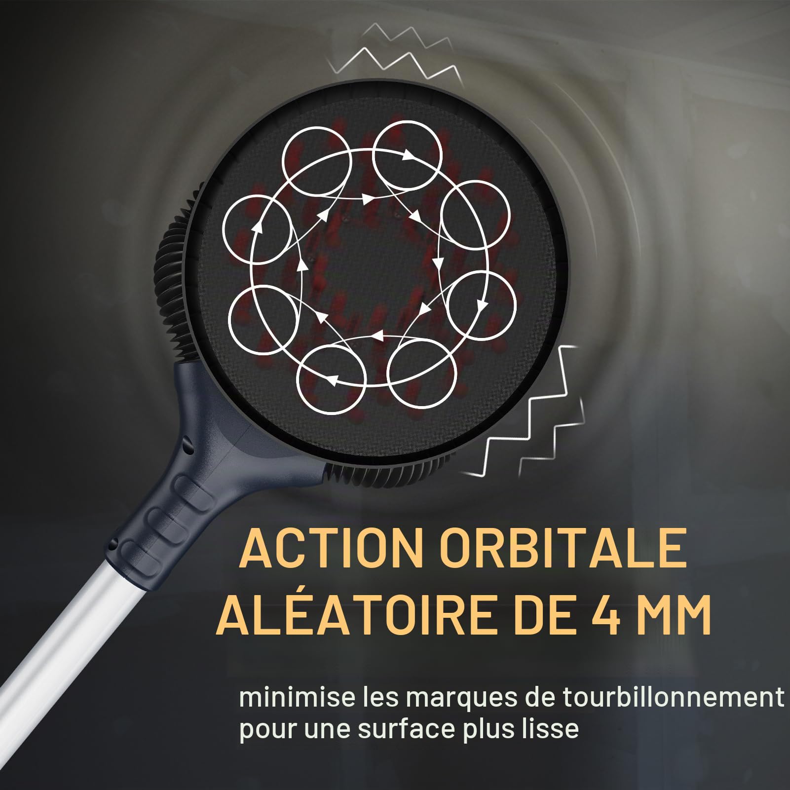 MAXXT Ponceuse à Sec Sans Balais - Orbite 4mm, Double Canal avec Adhésion au Plafond, Mode Simple/Double pour Murs & Plafonds, 4000-8500 tr/min, LED, Pliable, 400W, Manche 1,65M, Plateau 215mm