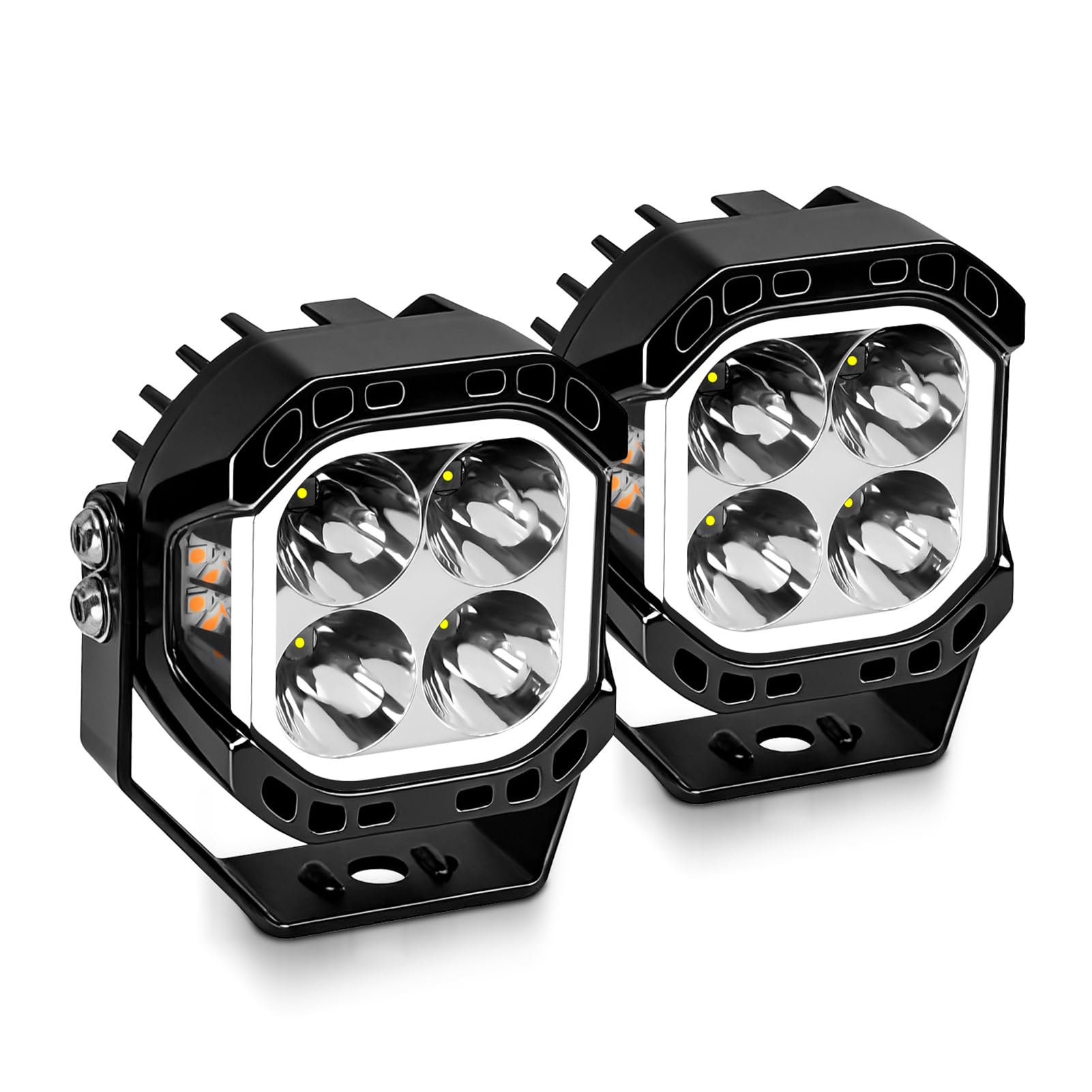 aqxreight Światła do Jazdy Terenowej z Podwójnym Trybem 3-calowe Kapsuły LED Spot Flood Combo 30000LM 80W Wodoodporny IP68 z obudową ze Stopu Aluminium do Samochodów Ciężarowych S