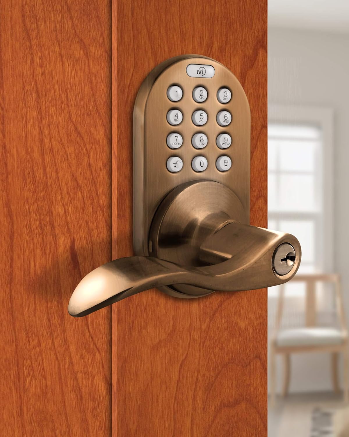 Tech Deals 🔥 MiLocks DKL-02AQ Electronic Keyless Entry Touchpad Lever Door Lock, Antique Brass Crazy Clearance MiLocks DKL-02AQ Electronic Keyless Entry Touchpad Lever Door Lock, Antique Brass