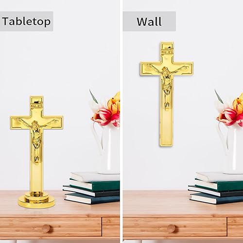 Miniatura 4 de JUXINGDAZYF Crucifijo de pie, cruz de plástico para colgar en la pared, cruz católica de Jesucristo, Crucifijo de pared para decoración del hogar,