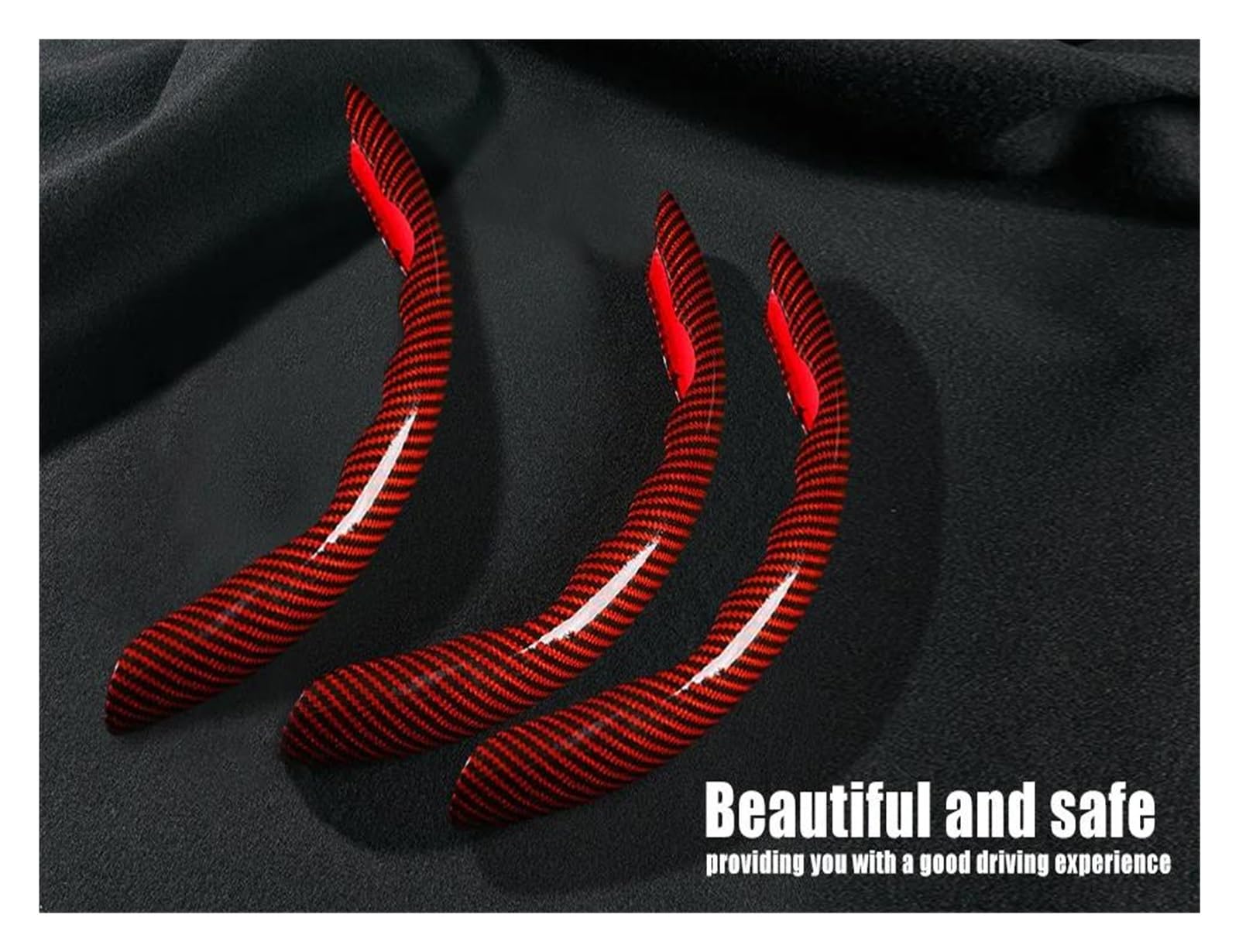 Coprivolante Auto Coprivolante Per Auto Universale | Accessori per lo styling dell'auto segmentati con copertura protettiva antiscivolo in fibra di carbonio 38 cm(3PCS Black)