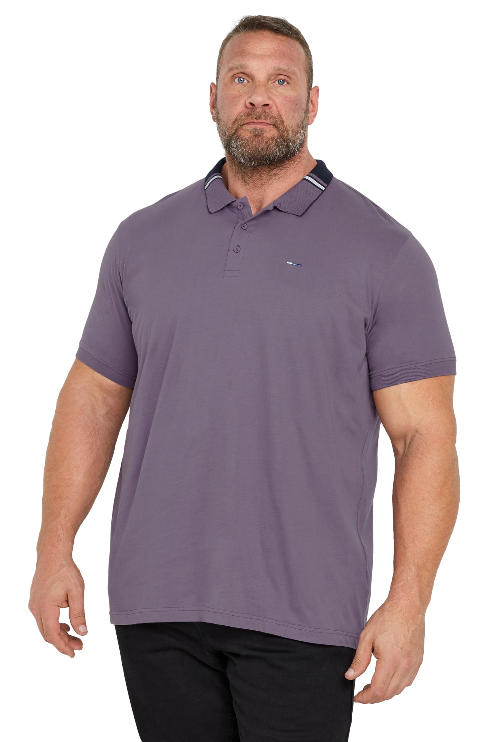 Badrhino Men's Purple Big & Tall Jacquard Polo Shirt - Plus Curve 5XL-6Xl Plus