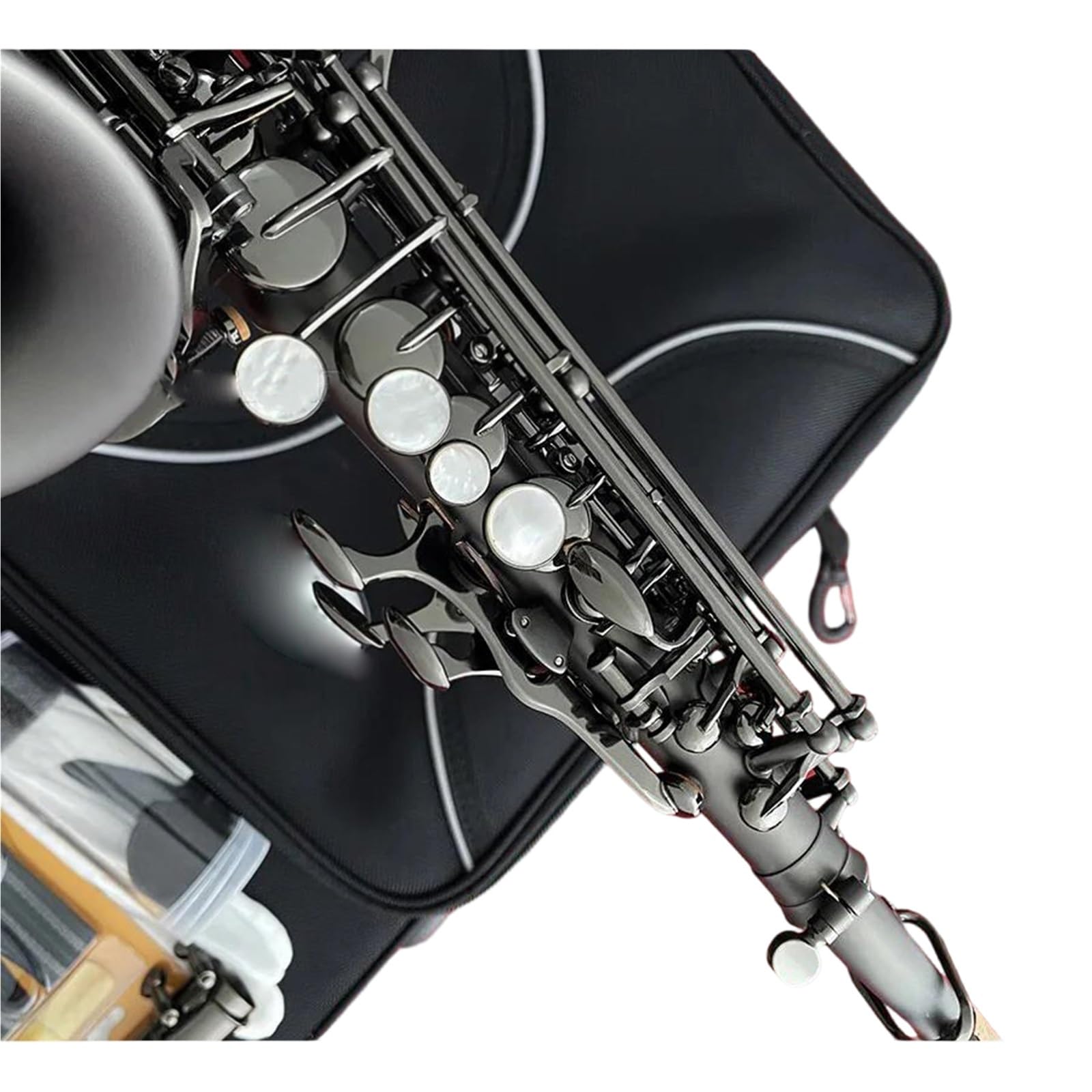 Saksofony Dla Początkujących Saksofon Sopranowy Bb Satin Black Nickel Profesjonalne Instrumenty Muzyczne
