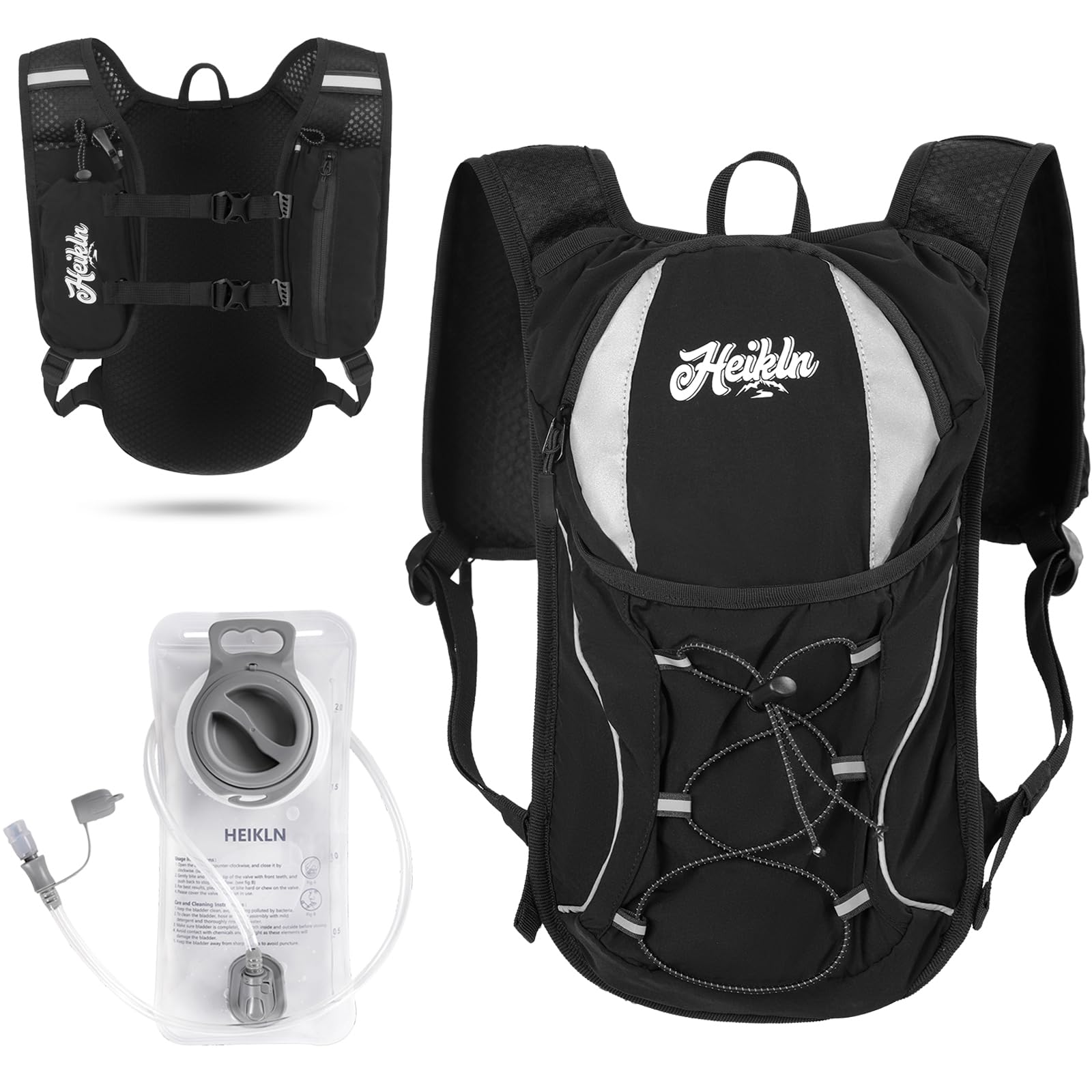 Mochila de hidratación, mochila de agua ligera con bolsa de agua de 2 litros para correr, chaleco de hidratación para senderismo, correr, ciclismo, senderismo