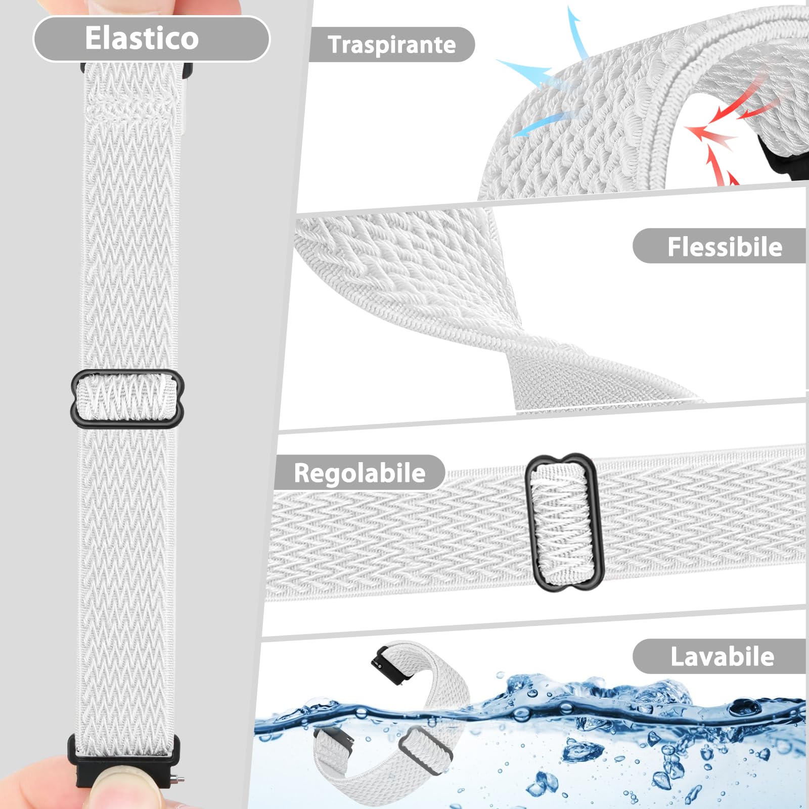 TumCez Regolabile Elastico Sgancio Rapido Cinturino Orologio in Nylon,18mm 19mm 20mm 22mm 24mm Cinturino per Samsung/Garmin/Fossil/Amazfit/Huawei/Xiaomi/Suunto Orologio per Uomo Donna