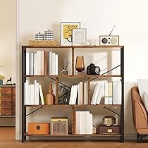 YITAHOME Libreria Angolare 4 Ripiani, Scaffale a Parete 120 cm di Altezza, Mobile da Appoggio Aperto, Scaffale Vintage Marrone-Nero per Soggiorno, Camera da Letto o Ufficio