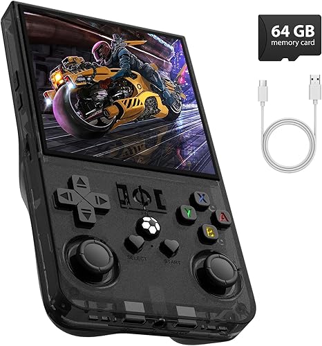 R36MAX - Consola de juegos retro, consola de juegos de mano de 4.0 pulgadas con videojuegos clásicos de 64 GB, compatible con más de 30 simuladores,