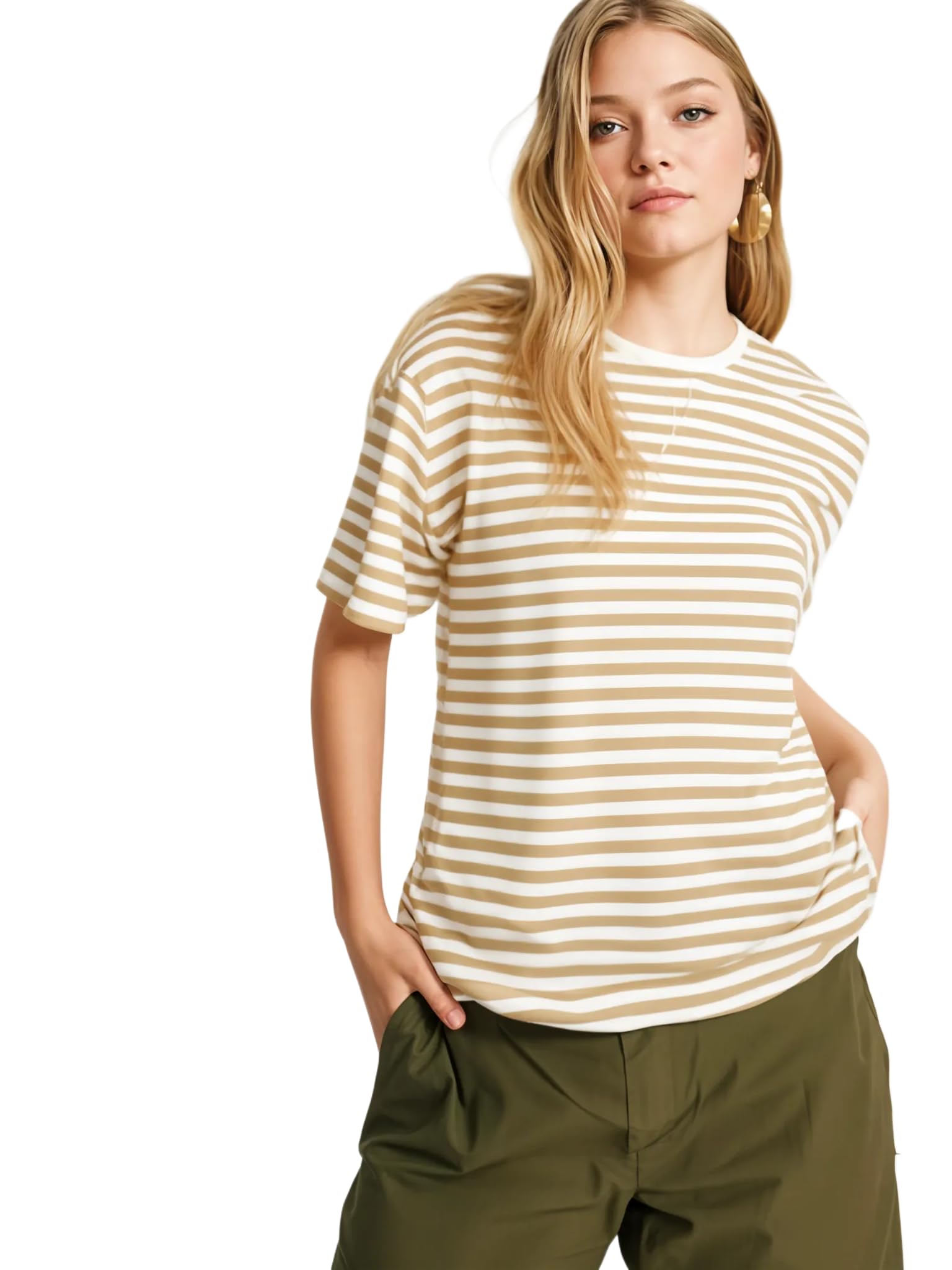 mack jonney Oversized | Loose Fit | Half Sleeves 100% Cotton Round Neck Striped T-Shirt for WOMEN-MACK640651-picture-24
