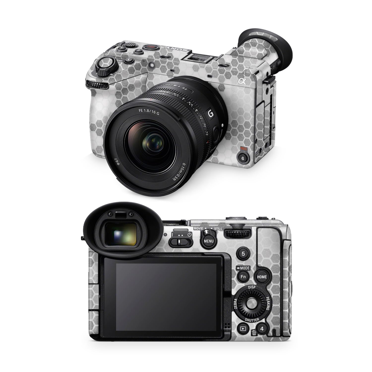 Glossy Glitter Camera Skin Compatible with Sony FX2 Digital Camera (2025) - Camo Hexadots - Premium 3M Vinyl Protective Wrap Decal Cover - Easy to Apply | Crafted in the USA by MightySkins