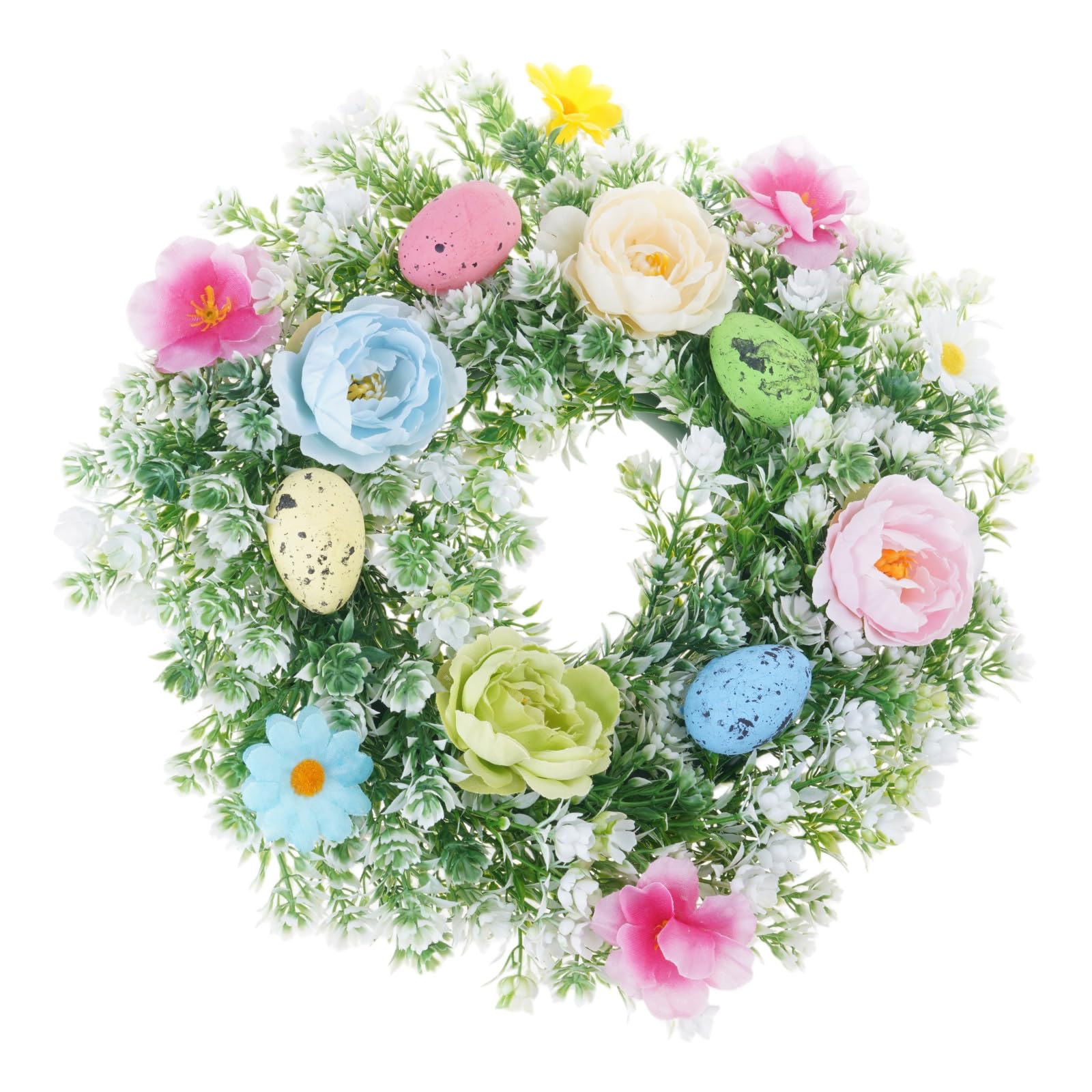 Tsophreniq Realistic Eggs and Flower Wreath for Front Door Artificial Florals Garlands Easters Decoration for Home and Use Front Door Decoration