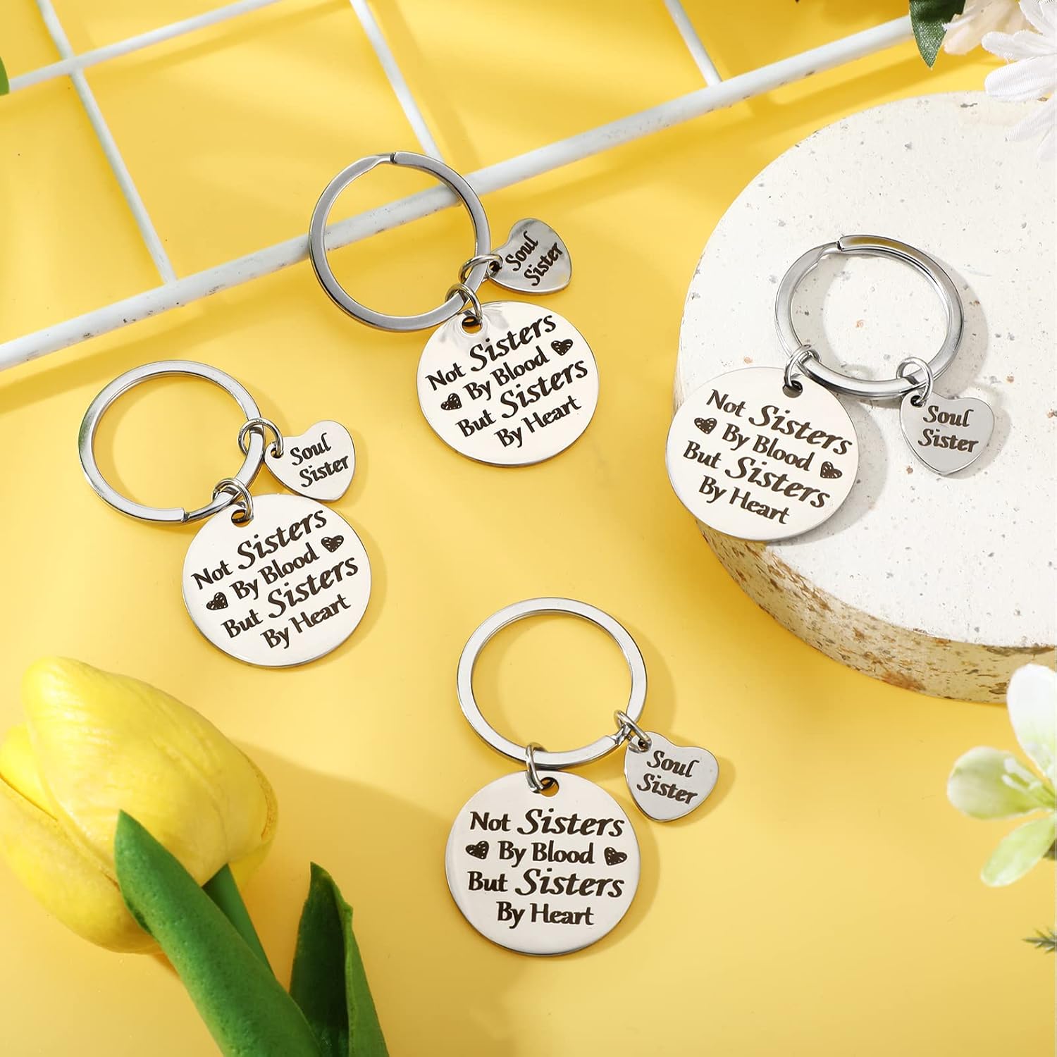 Roowest 6 Pieces girl Keychain, Not Sister by Blood But Sister by Heart Friendship Keychain for Women Teen Girls, School class Gifts for Friend Birthday - Image 4