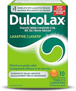 Dulcolax Bisacodyl Tablets, 5mg Stimulant Laxatives for Occasional Constipation Relief, Laxative and Constipation Relief F...