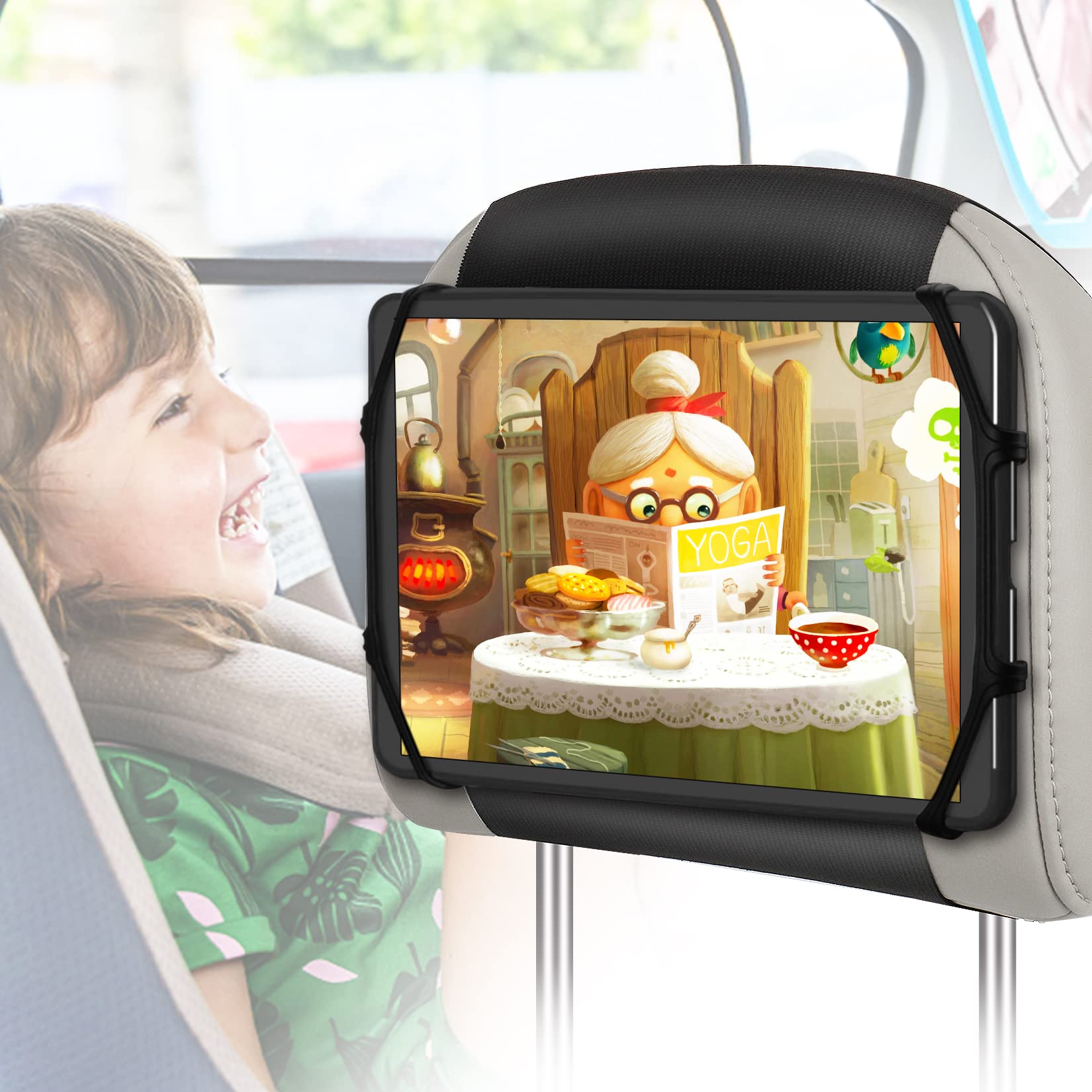 【しっかり固定・傷防止】車 タブレットホルダー 後部座席 滑り防止 安定性拔群 ipad 車載ホルダー 360°回転可能 取り付け簡単 7-10.5インチのiPad Pro/Air/mini/Galaxy Tab/Fire HDに対応