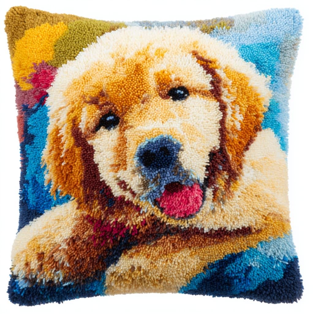 Axiangzik Golden Retriever Latch Hook Cushion Kits For Adults,