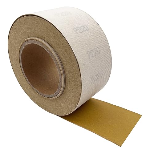 Miniatura 2 de Rollo de papel de lija de grano 220, 2-34 pulgadas x 20 yardas de óxido de aluminio con respaldo de gancho y bucle, paño de esmeril para acabado de