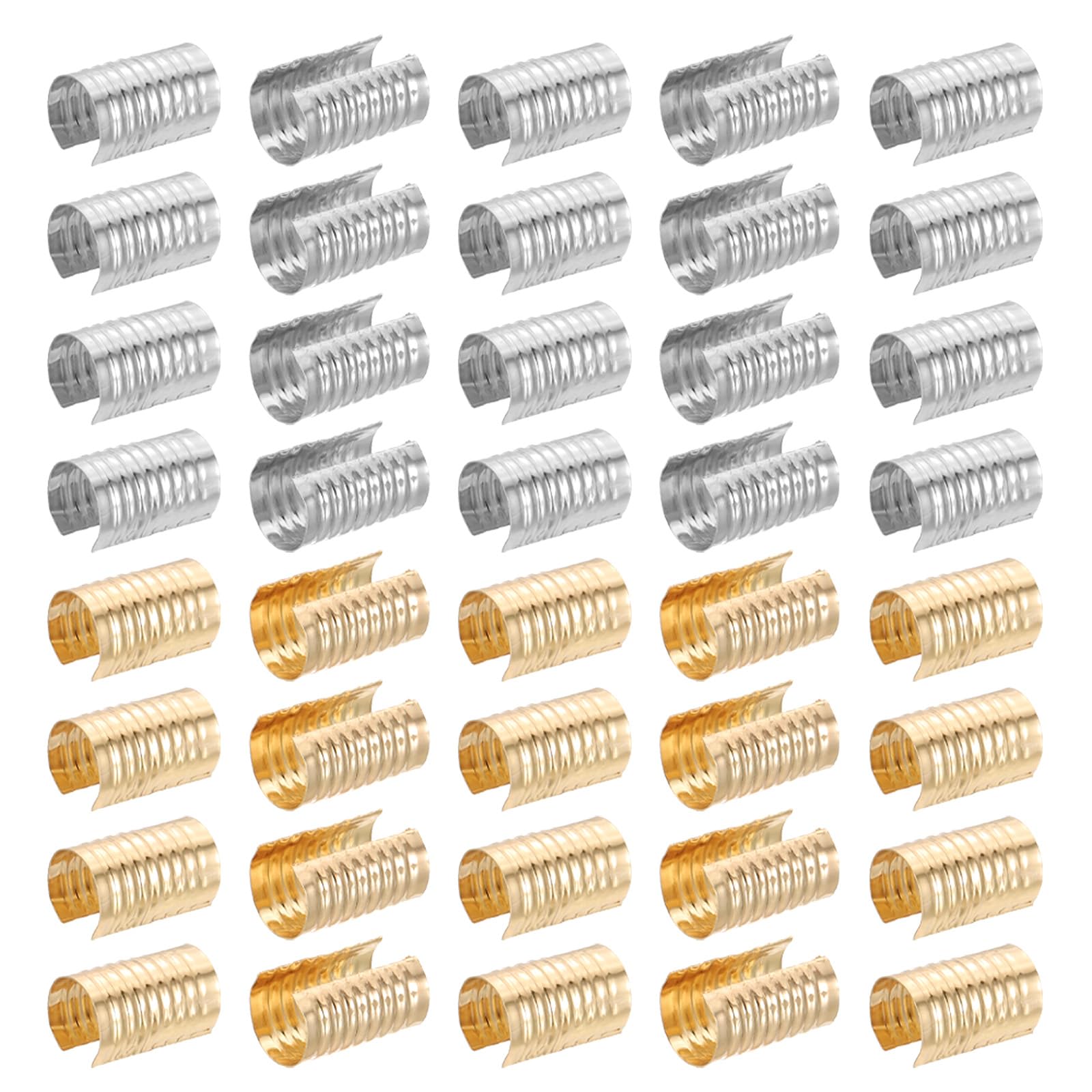 PATIKIL 120 Clip In Pelle Per Gioielli Fai Da Te – Tubi A Crimpare Metallici 14x8,5 Mm, 4 Colori