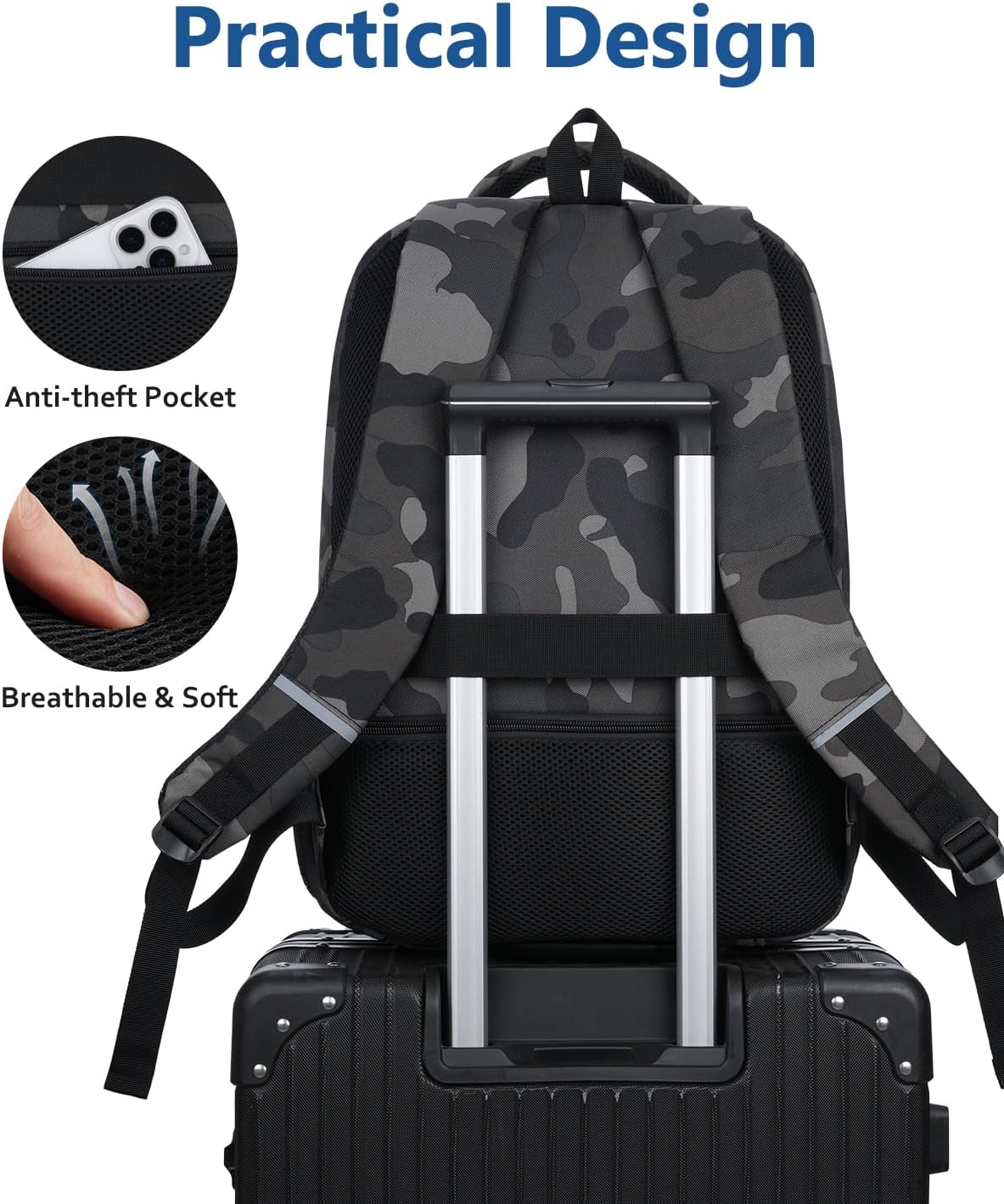 Travel Laptop Backpack for Men Business Anti Theft,School Backpack Bookbag College for Boys Fits 15.6 Inch Notebook