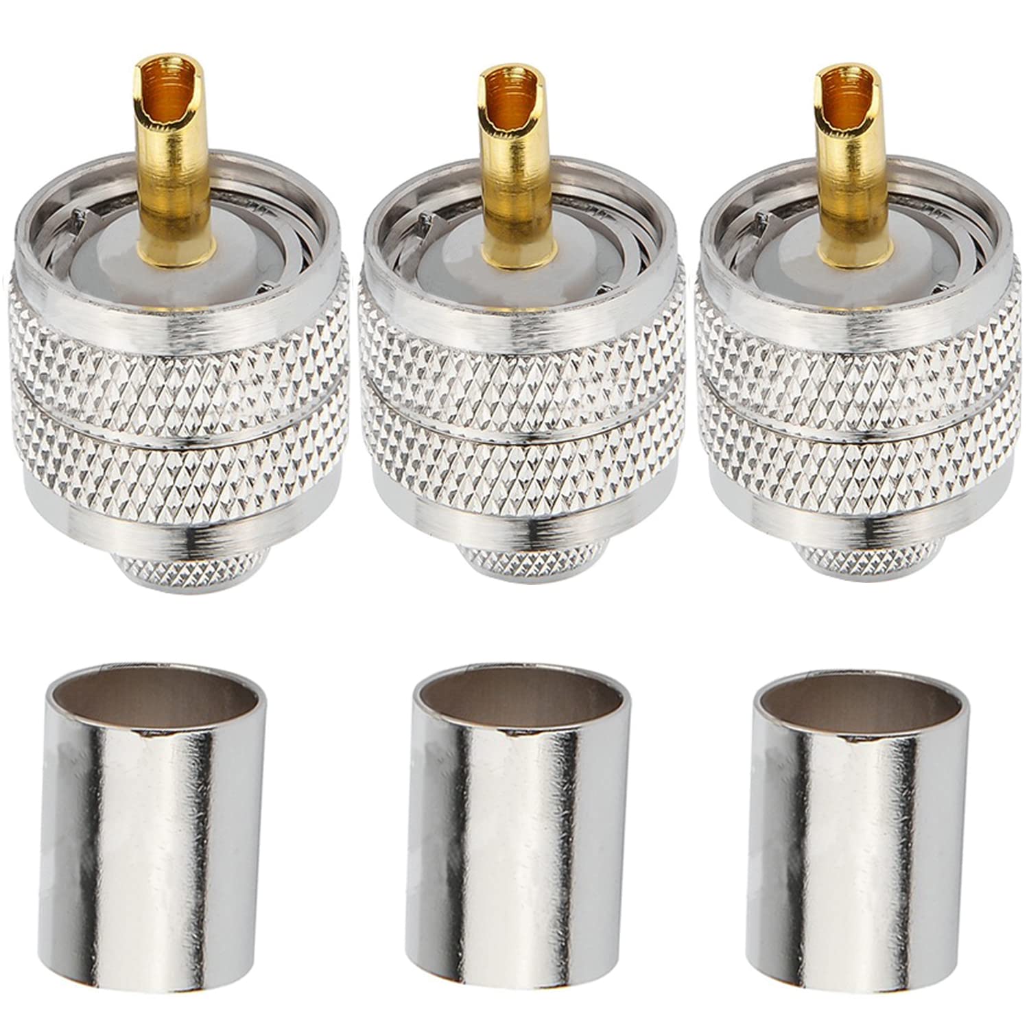 Fohevers 3 Pack UHF PL259 Male Plug Crimp Coax Connector - 50 Ohm RF Coaxial Cable Adapter for CB Radio/Ham Radio/Antenna - Image 4
