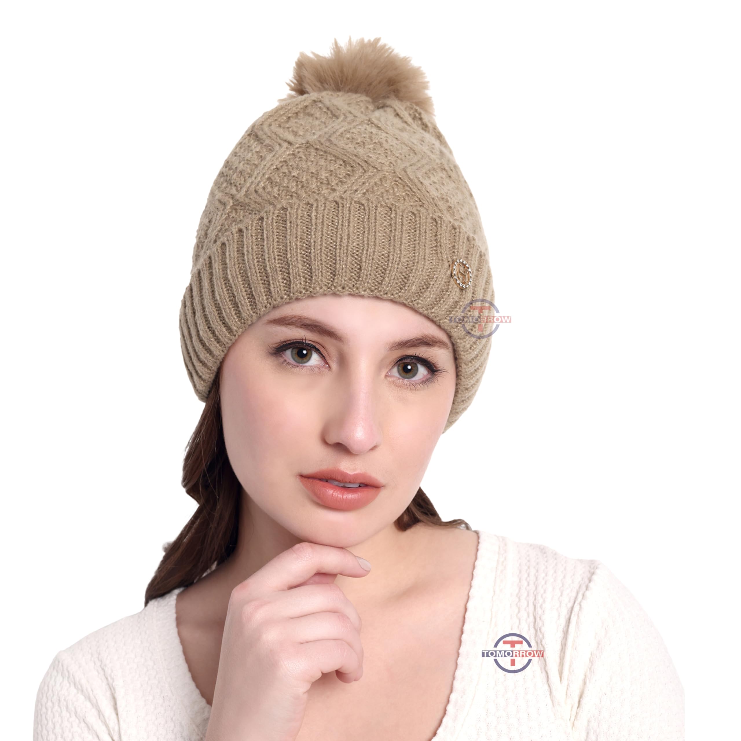 tomorrow fashion Women Winter Beanie, Winter Hat for Girls, Casual Winter Hat Women, Women’s Woolen Beanie, Soft Knit Beanie for Ladies, Pom pom Beanie for Women-picture-28