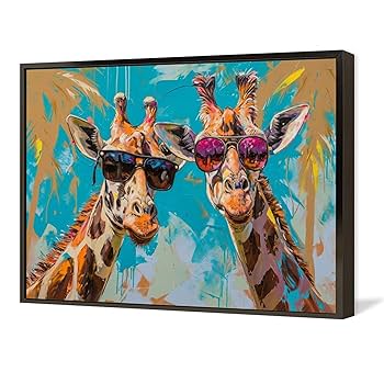 抽象クレパス画 キリンの絵 木製フレーム 抽象クレパス画 キリンの絵 木製フレーム 抽象画 キリン