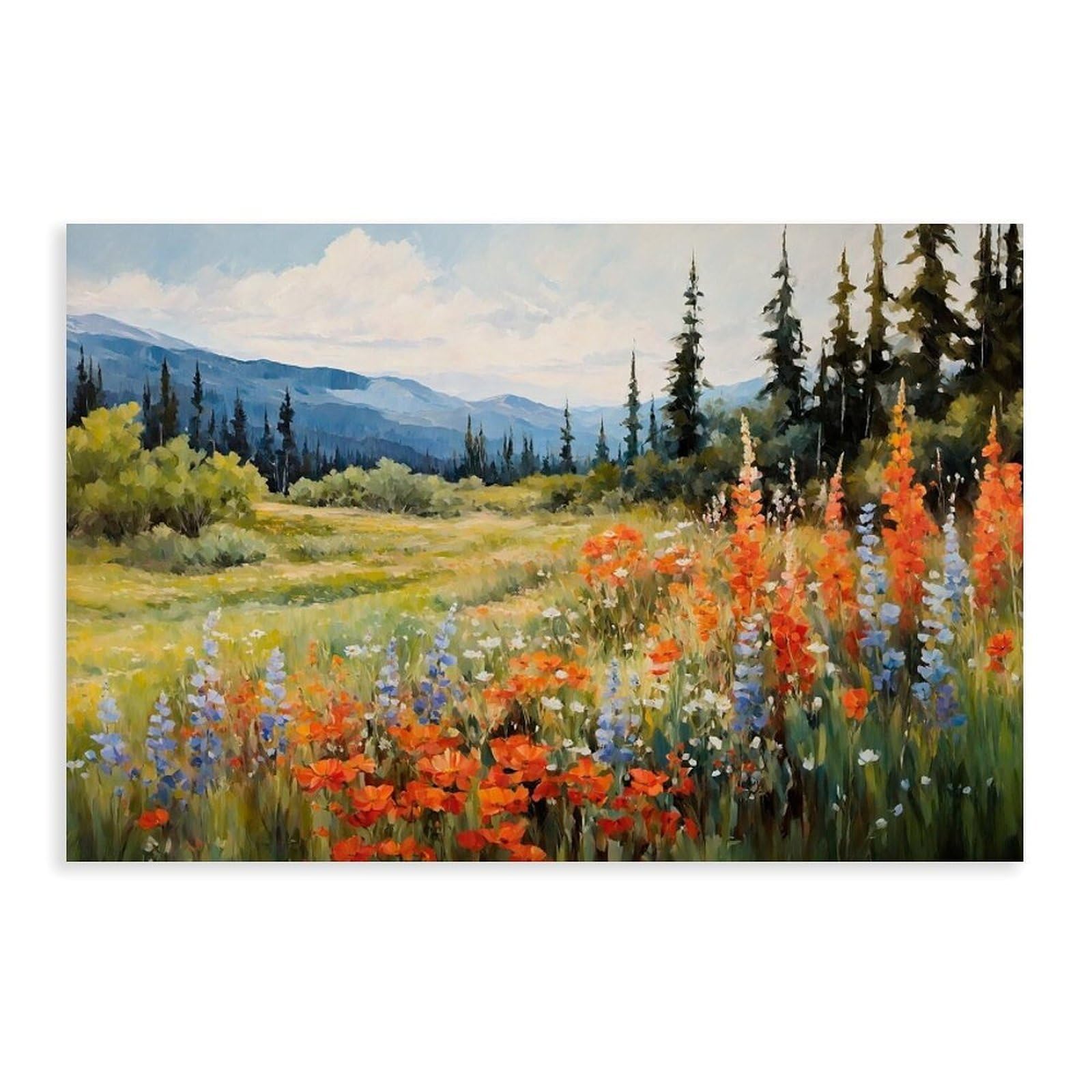 Bareronor Wildflower Field Canvas Poster for Dorm Room Decor Gift