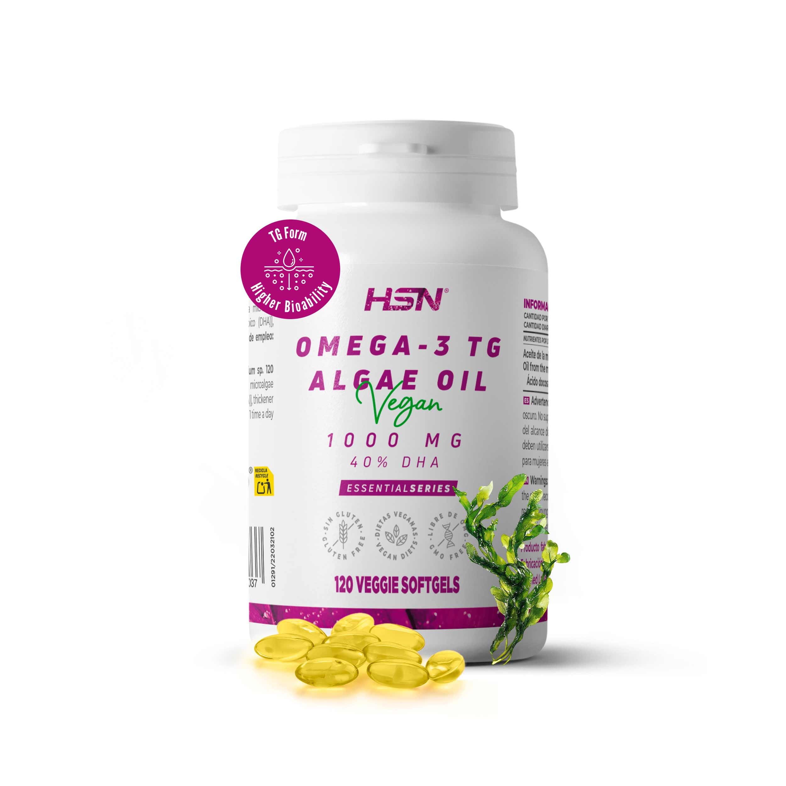 HSN Omega 3 Vegano | Perlas Vegetales de Aceite de Algas TG 40% DHA