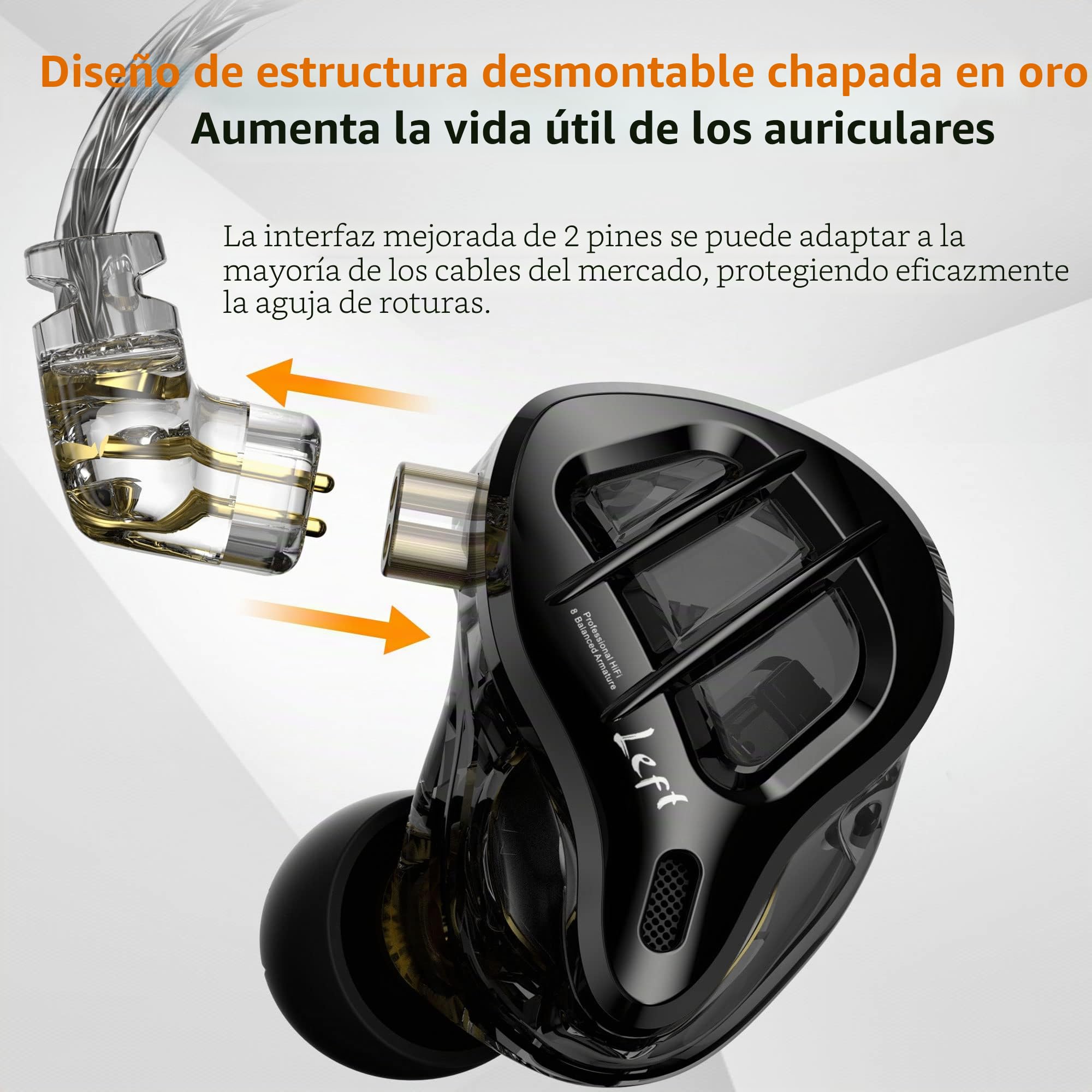 KZ ZAR - Auriculares intrauditivos 7BA+1DD híbridos de 8 Controladores, HiFi, Bajos y Aislamiento de Ruido, claridad de Todas Las Frecuencias, Sonido estéreo, cómodos Auriculares para Ingenieros de