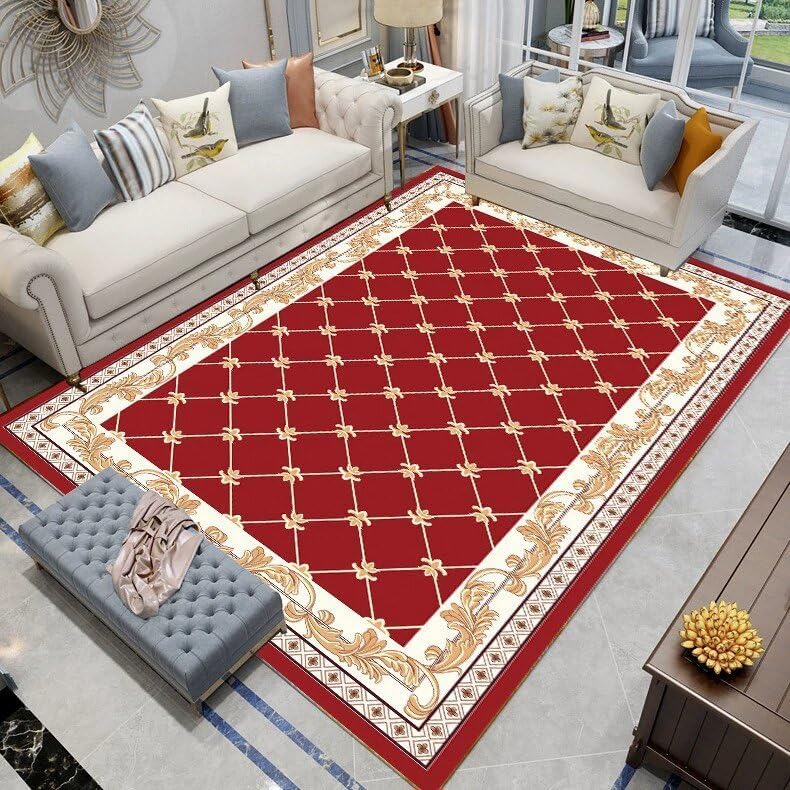 Crystal Velvet Printed Carpet with Floral Pattern, Non-Slip Floor Mat for Living Room, Bedroom, Kitchen, Bathroom, Multiple (B273, 120 * 160CM)