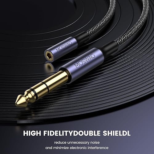 Miniatura 5 de MOSWAG Adaptador de auriculares de 14 a 0.138 in 6.6 pies6.6 ft, TRS 0.250 in 14 macho a 0.138 in 18 hembra adaptador de audio estéreo para