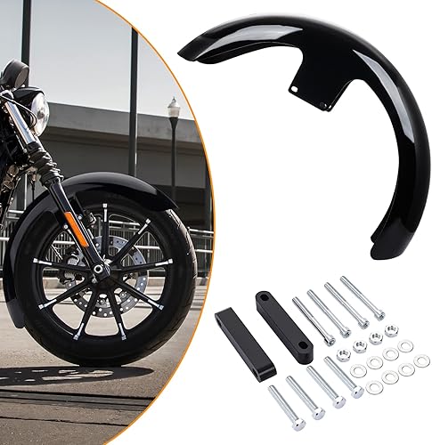 FIASRAC Guardabarros delantero con ruedas de 21 pulgadas para Harley Touring Electra Road Street Glide Custom Baggers Road King (negro brillante A) disponible en Yaxa Colombia
